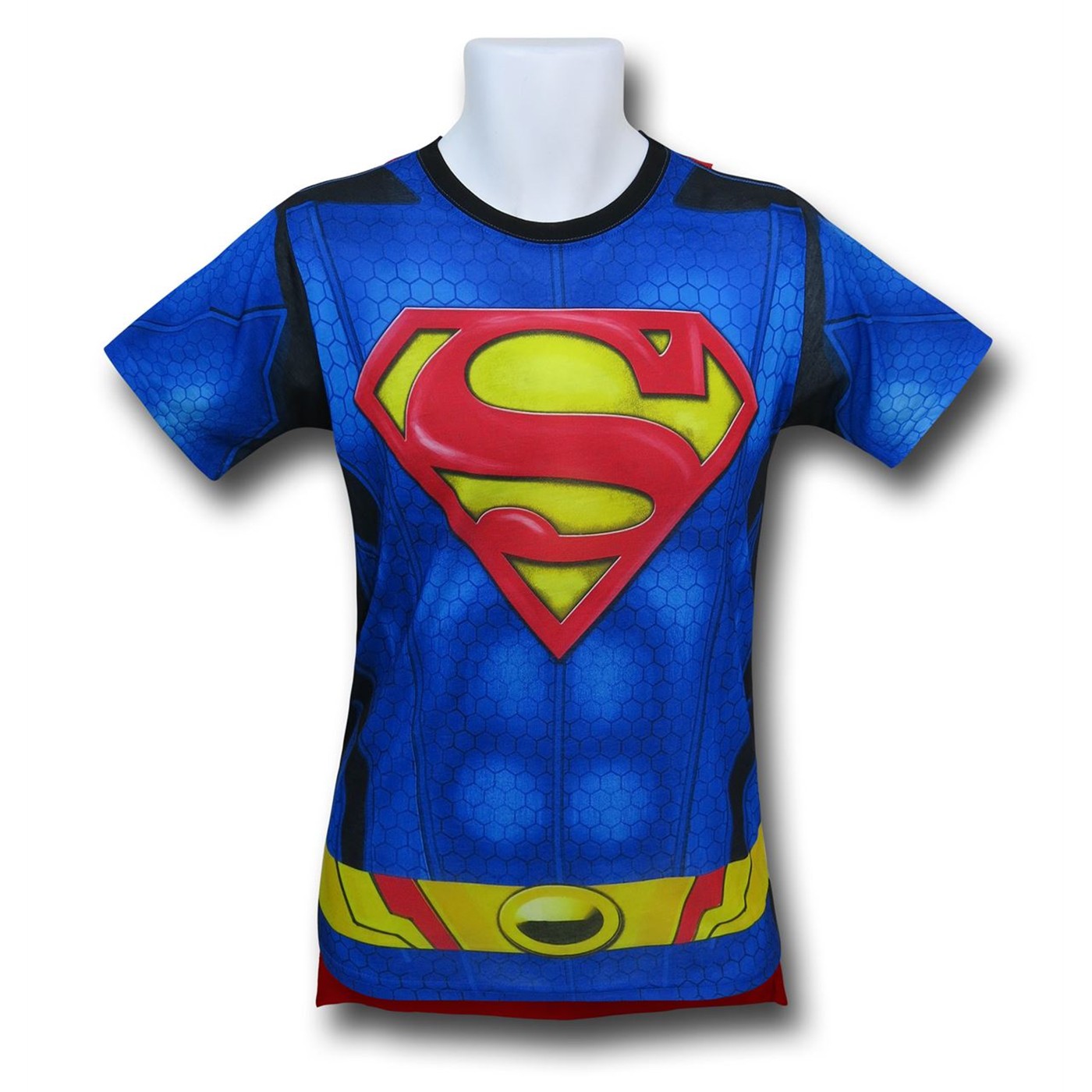 Superman Suit-Up Sublimated Caped Costume Kids T-Shirt, Blue