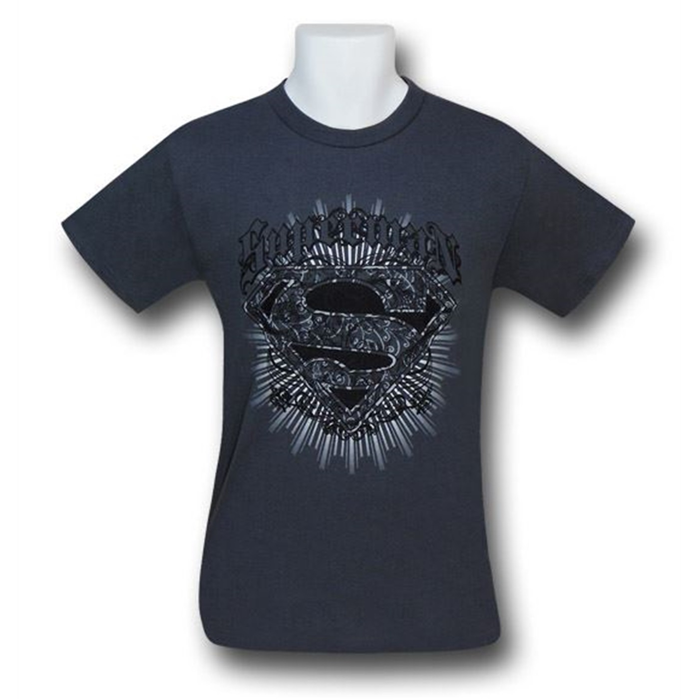Superman Scrolling Shield Charcoal T-Shirt, Grey