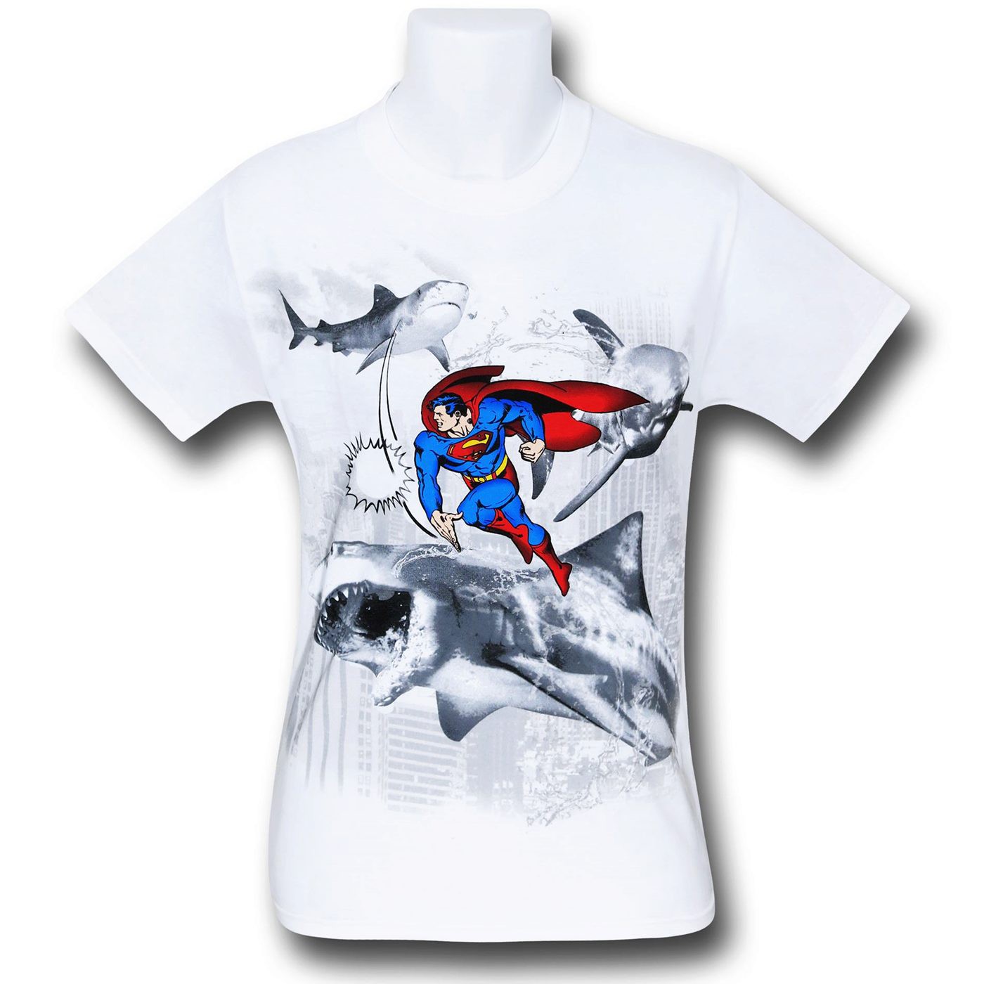 Superman Shark Rider T-Shirt, White