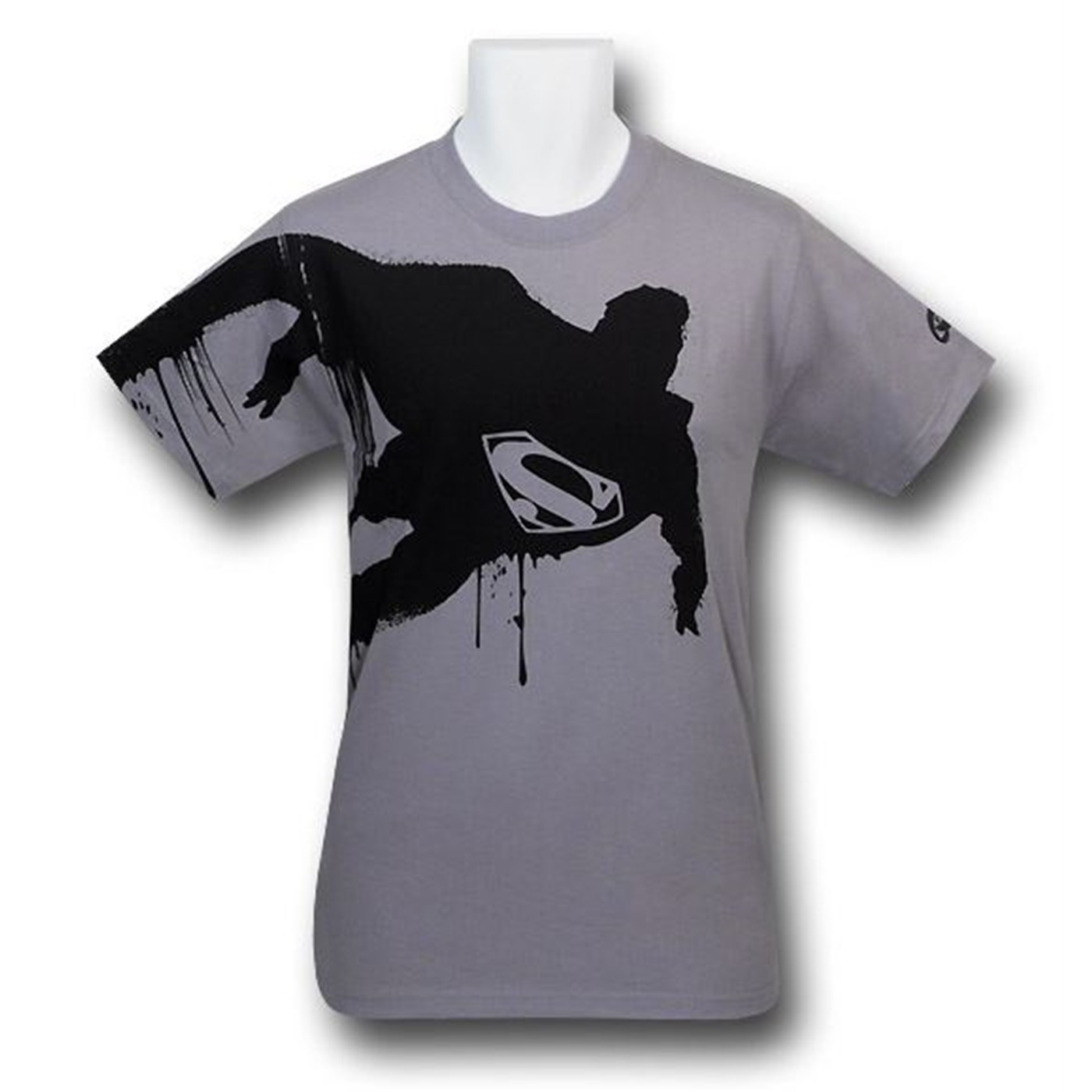 Superman Silhouette Sleeve Print T-Shirt, Grey