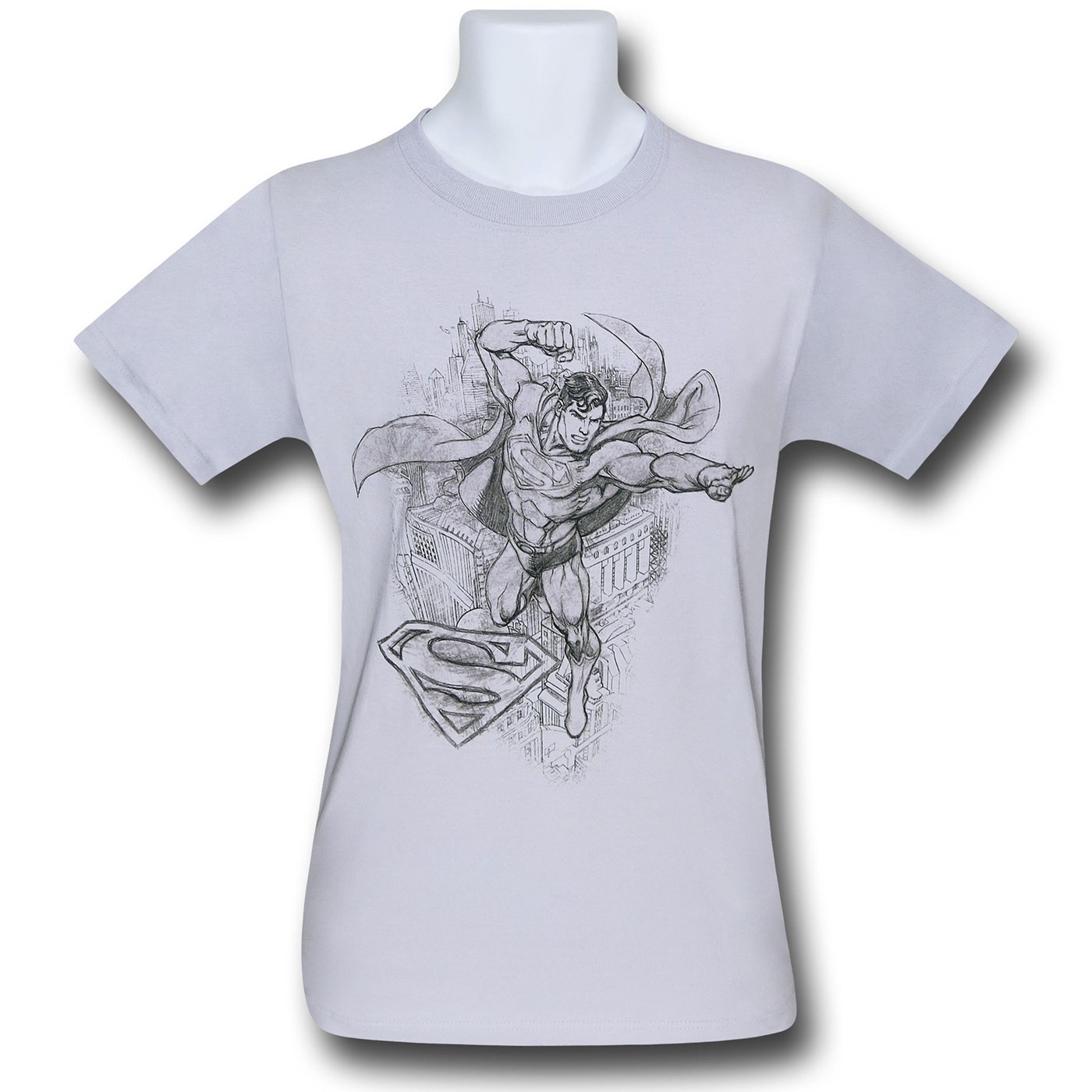 Superman Soaring Sketch T-Shirt, Grey
