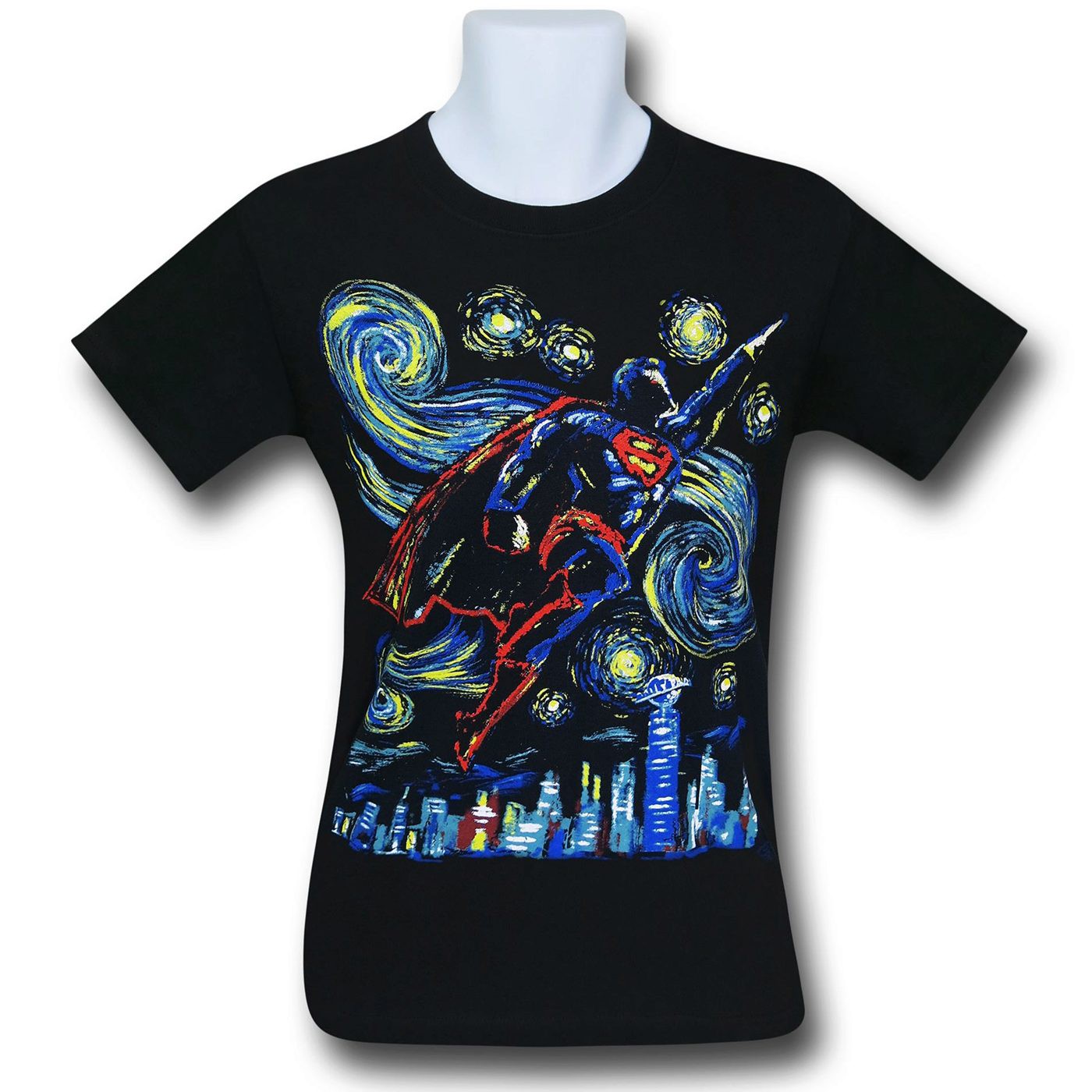 Superman Starry Night T-Shirt, Black