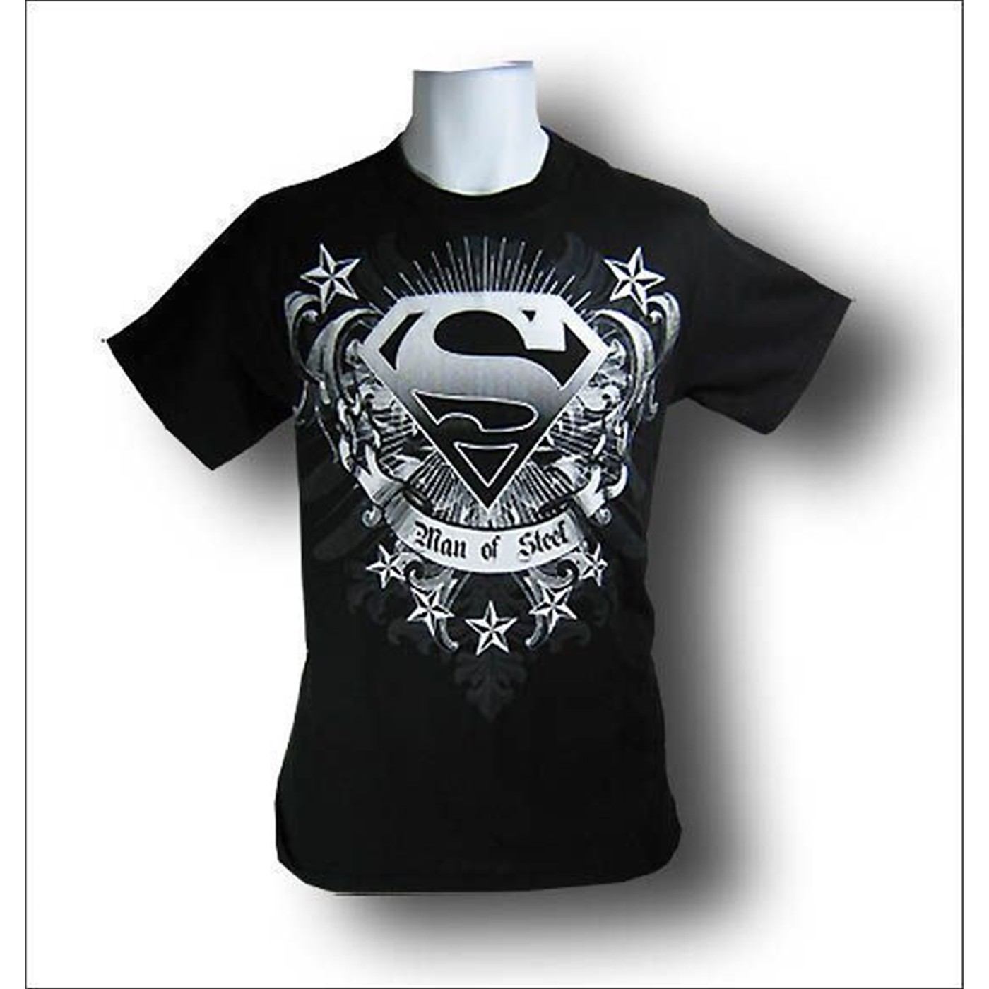 Fifth Sun T-Shirts Superman Steel Crest T-Shirt, Black