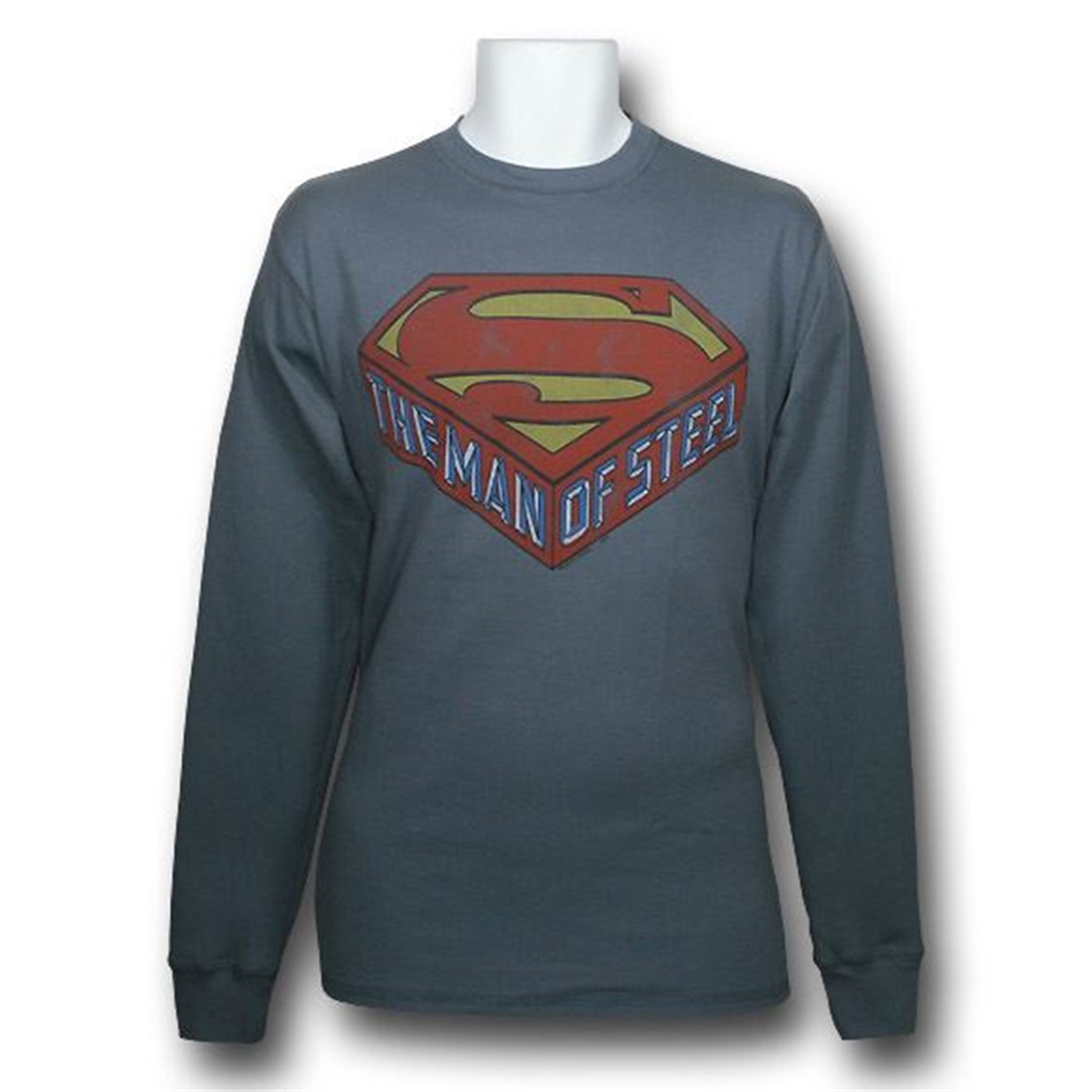 Superman Steel Long Sleeve Thermal Junk Food Shirt, Grey