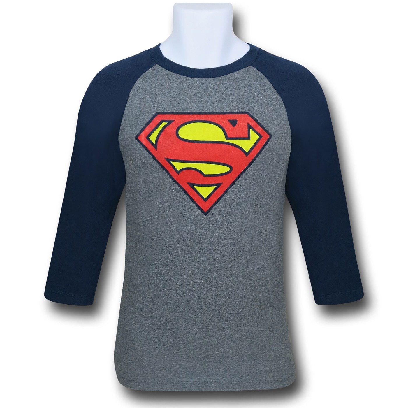 Superman Super Symbol Raglan T-Shirt, Grey