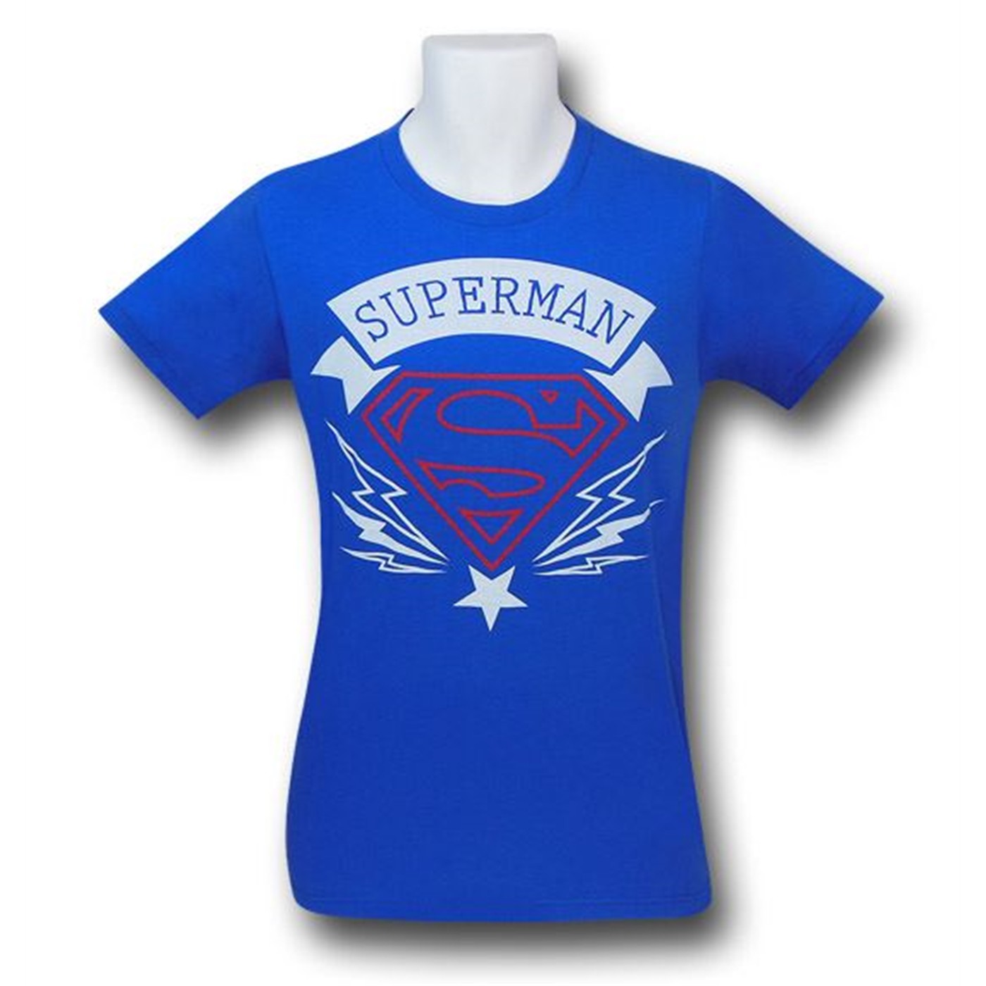 Superman Bolts and Scroll Symbol Blue T-Shirt, Blue