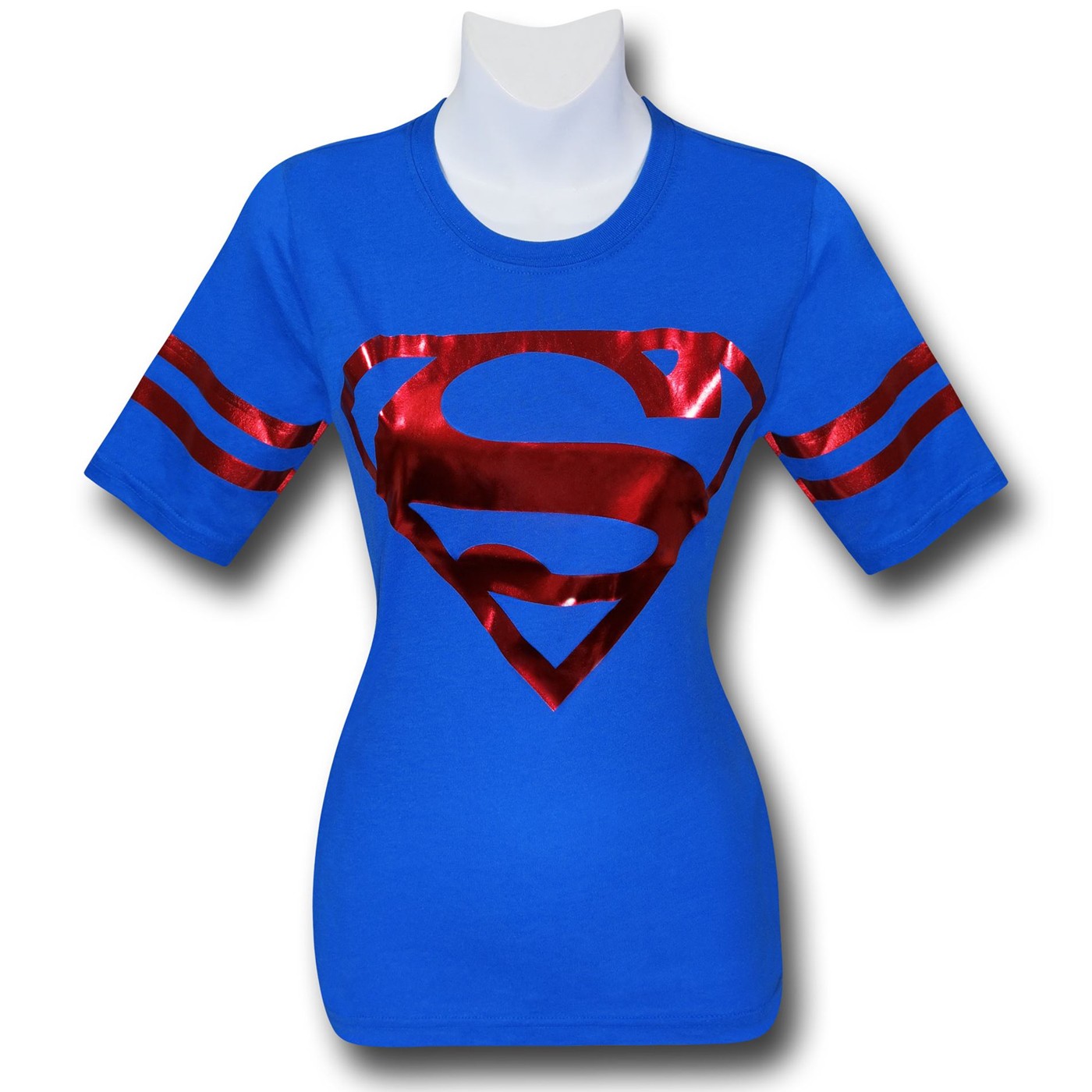 Supergirl Red Foil Women's Athletic T-Shirt, Blue