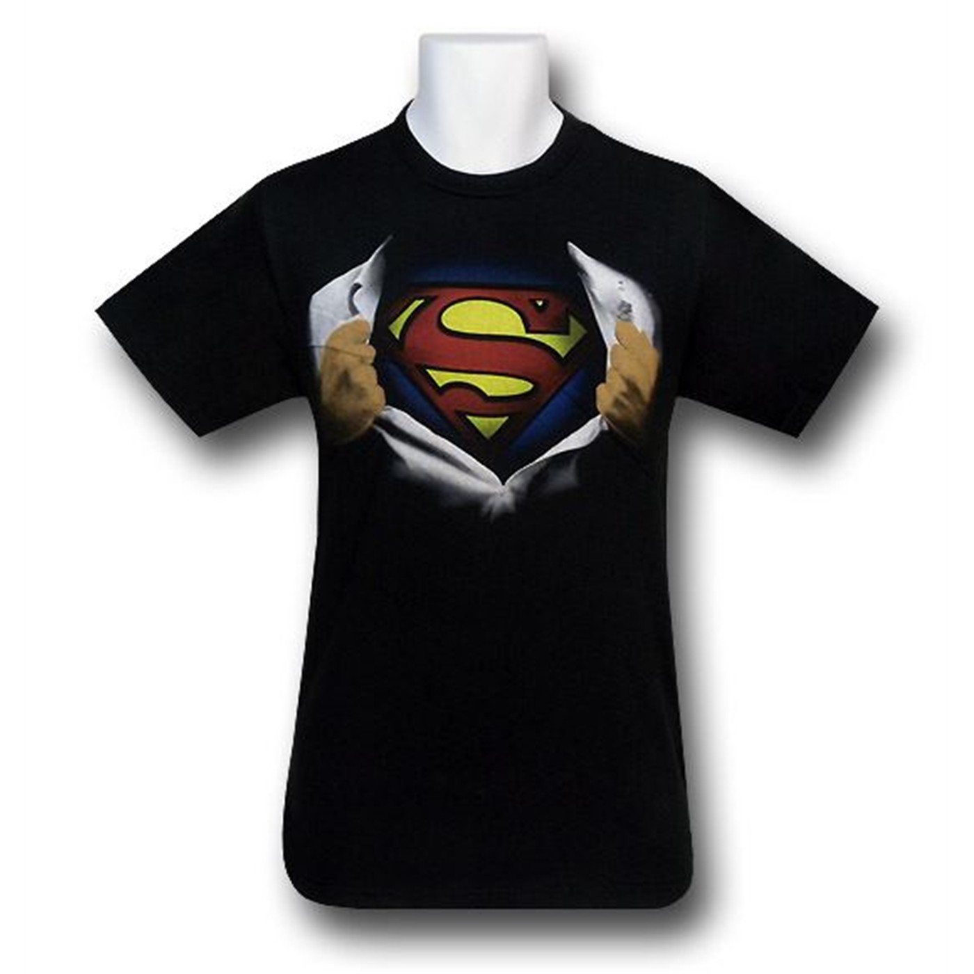 Superman Symbol Unbuttoned T-Shirt, Black