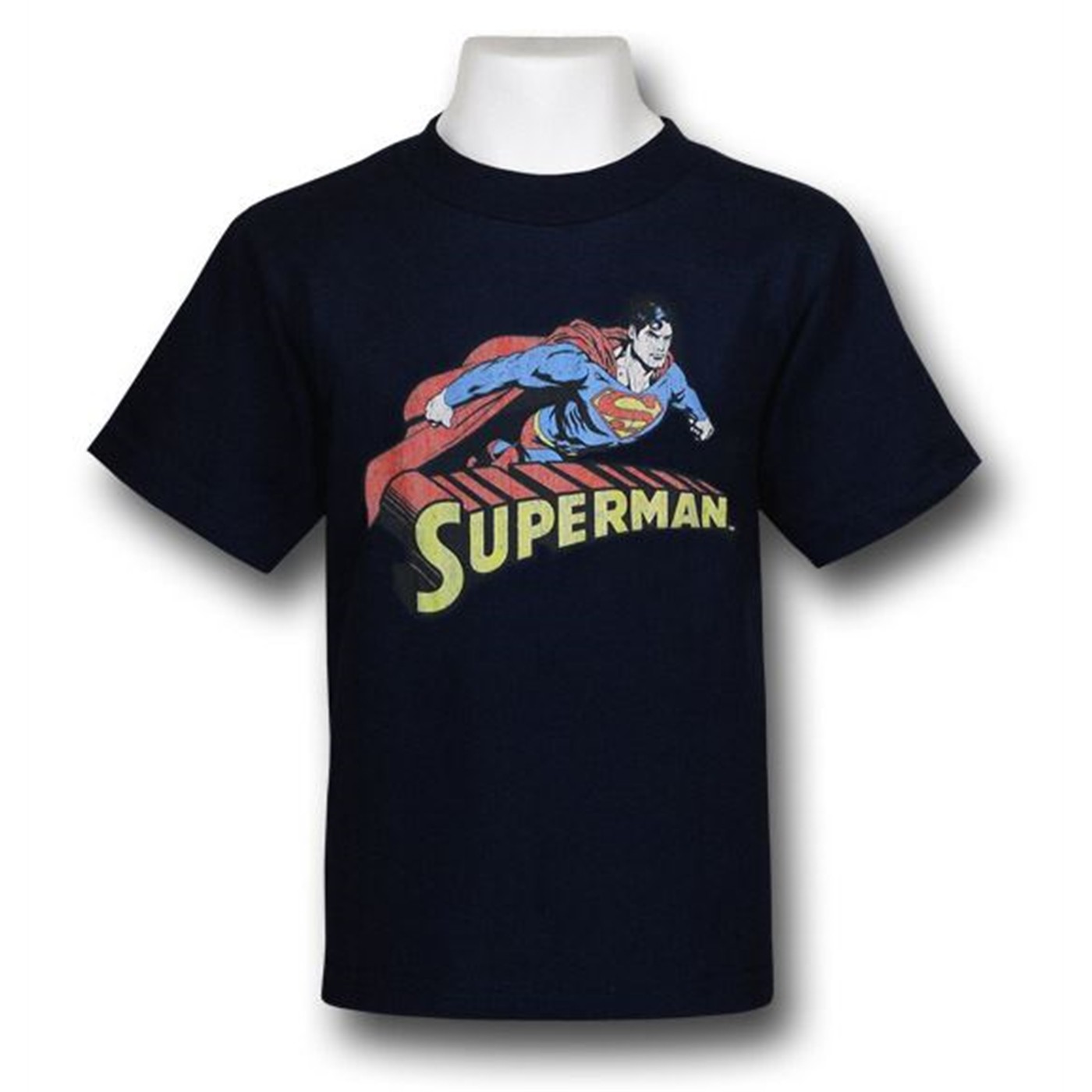 Superman Distressed Fly Up Kids T-Shirt, Blue