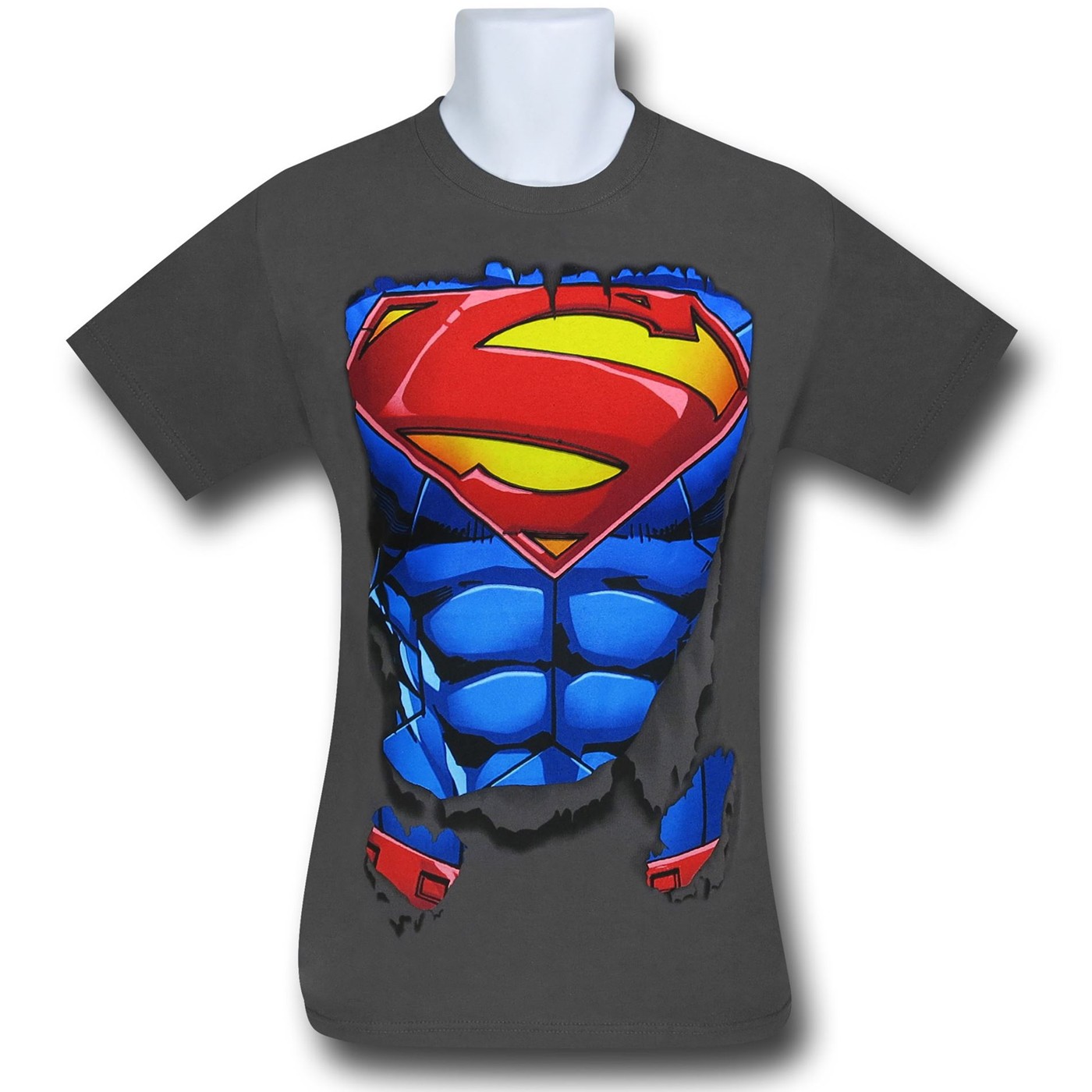 Superman Torn Open Charcoal T-Shirt, Grey