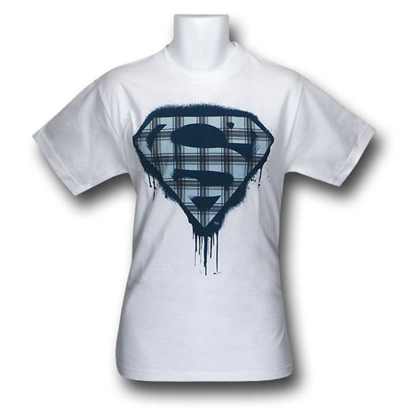 Superman Urban Plaid Paint Symbol T-Shirt, White