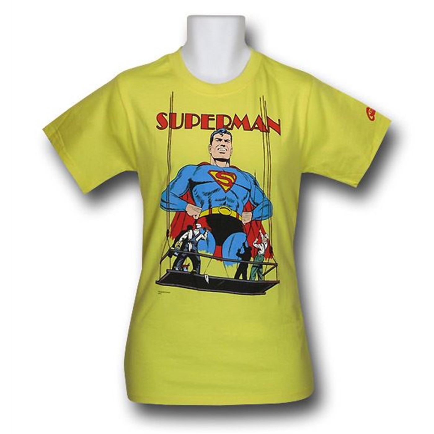 Superman Wall Mural Painters T-Shirt, Yellow