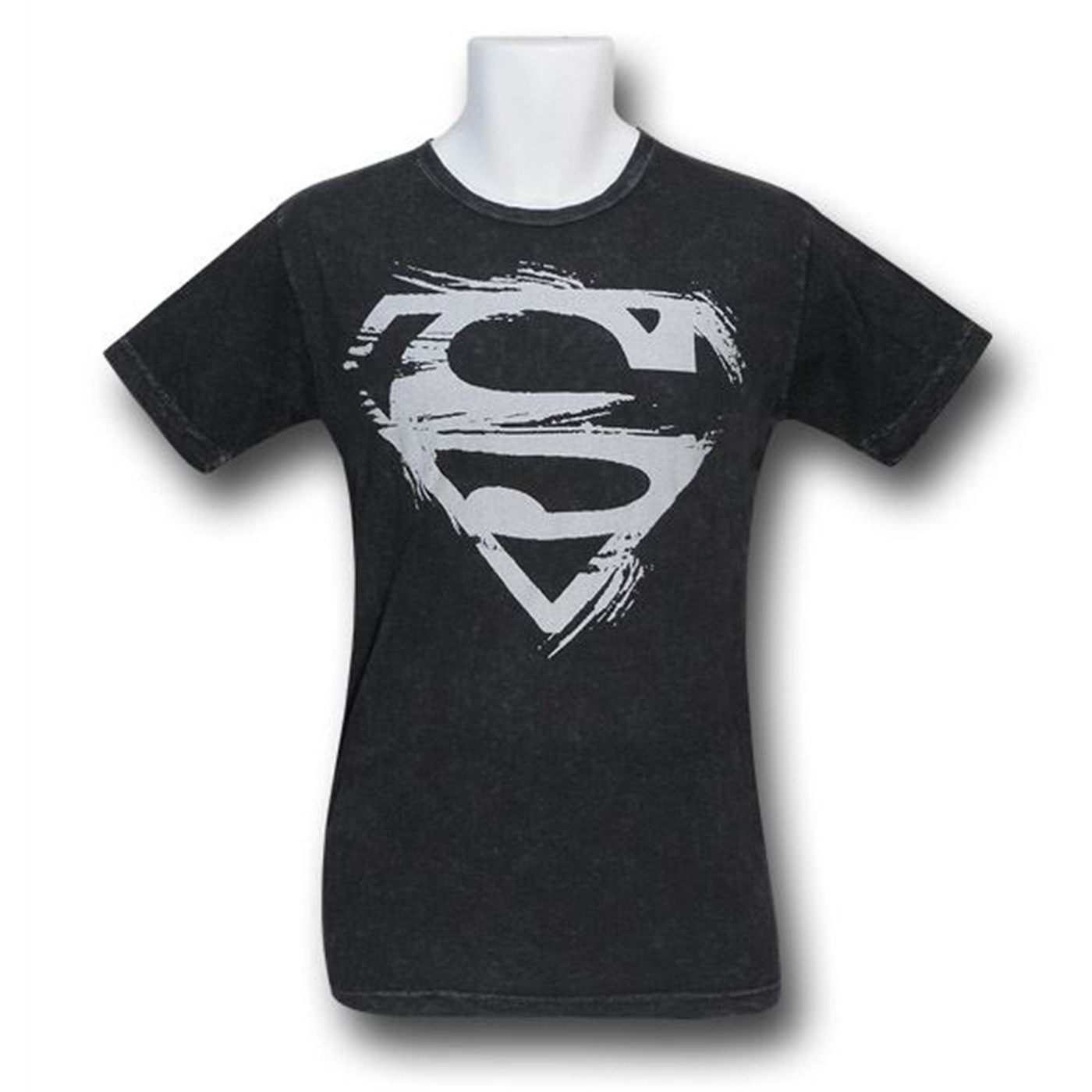 Superman Paint Smear Symbol Acid Wash T-Shirt, Black