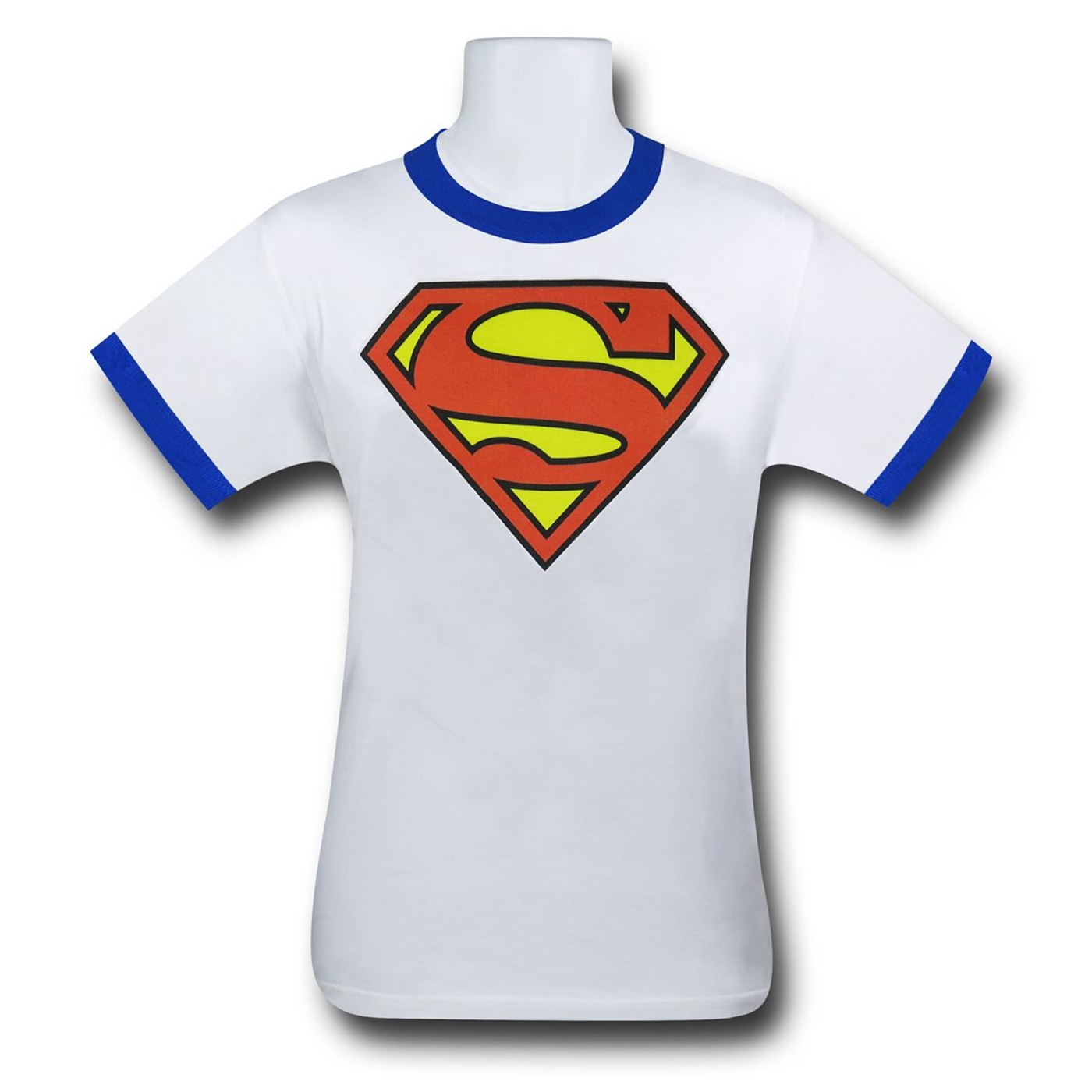 Superman Symbol White Ringer T-Shirt, White