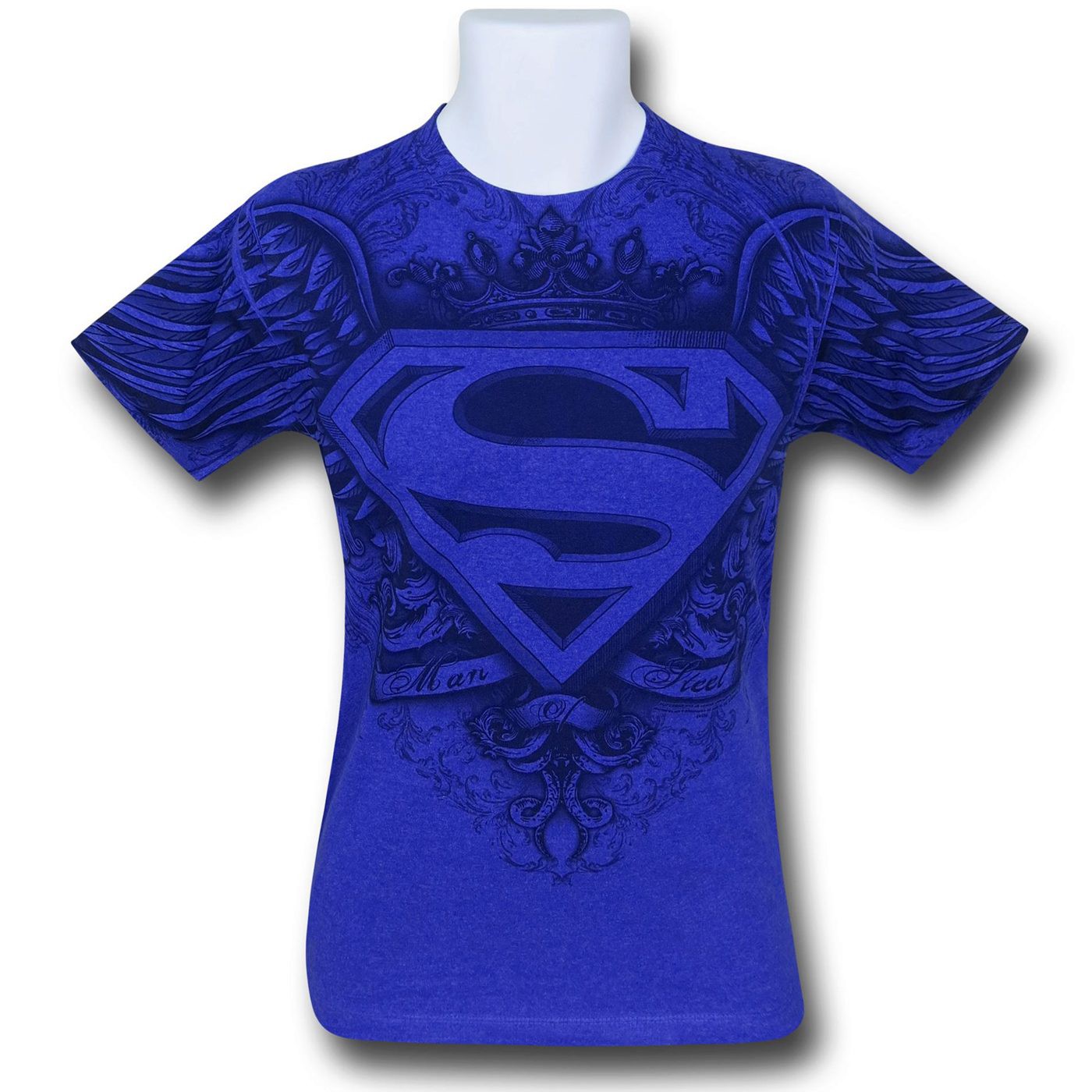 Superman Winged Symbol Blue Sublimated T-Shirt, Blue