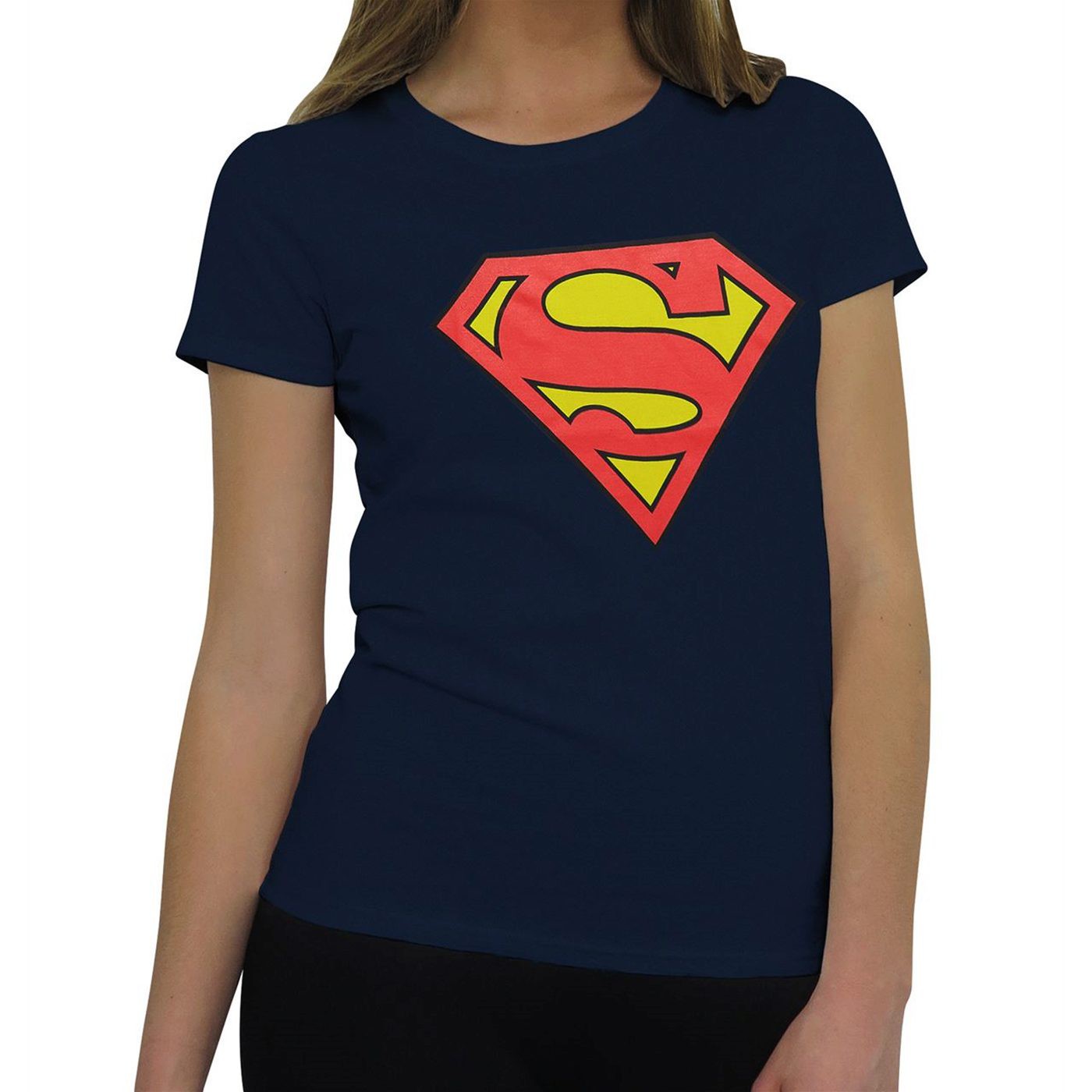 Superman Symbol Women's Navy T-Shirt, Blue