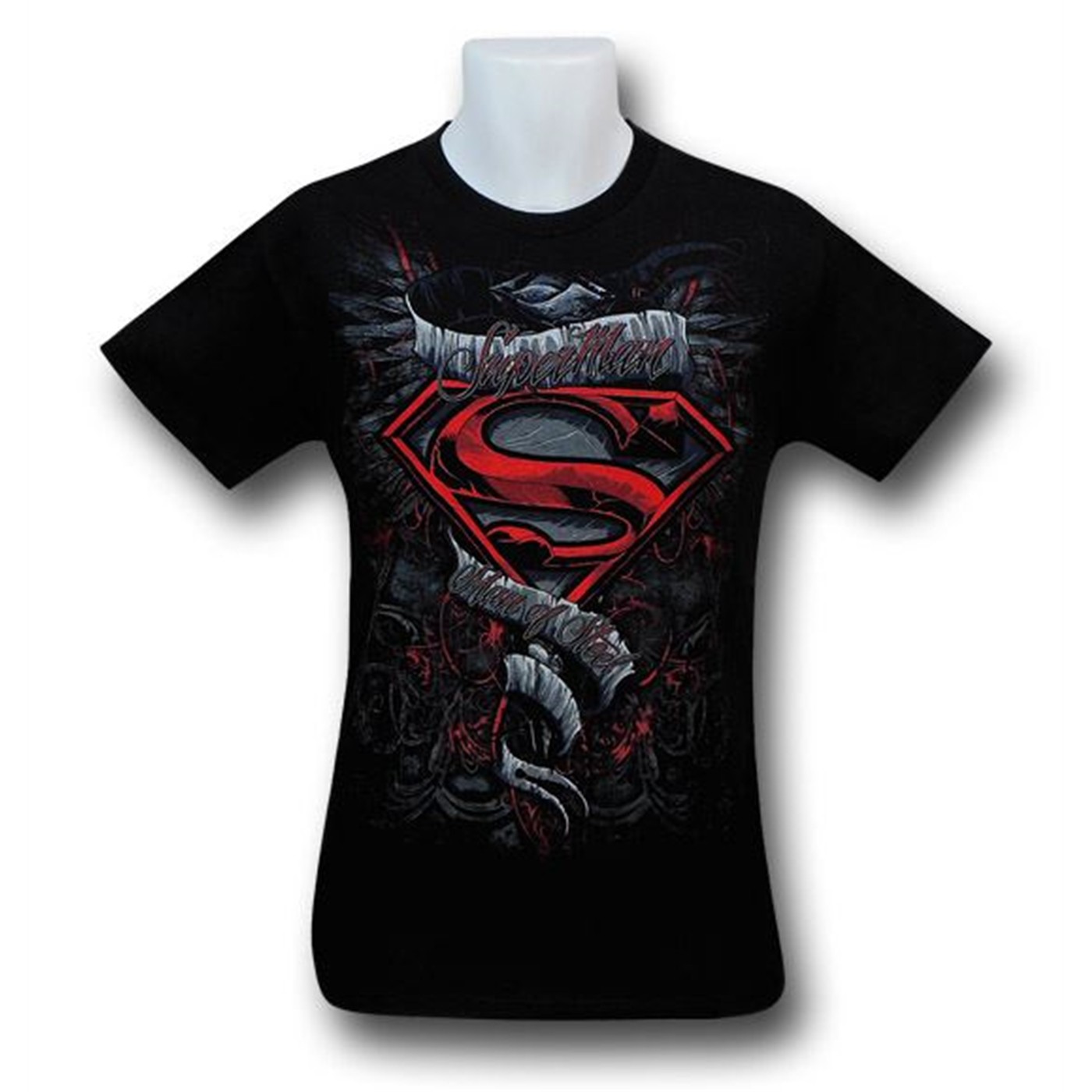 Superman Man Of Steel Winged Scroll Logo T-Shirt, Black