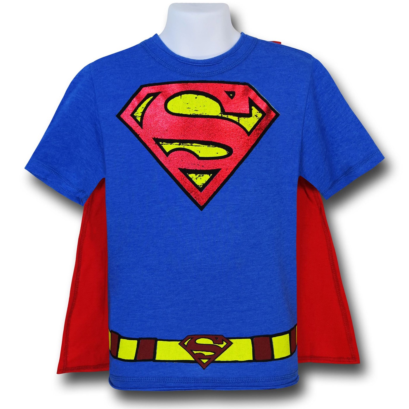 Superman Metallic Symbol Caped Kids Costume T-Shirt, Blue