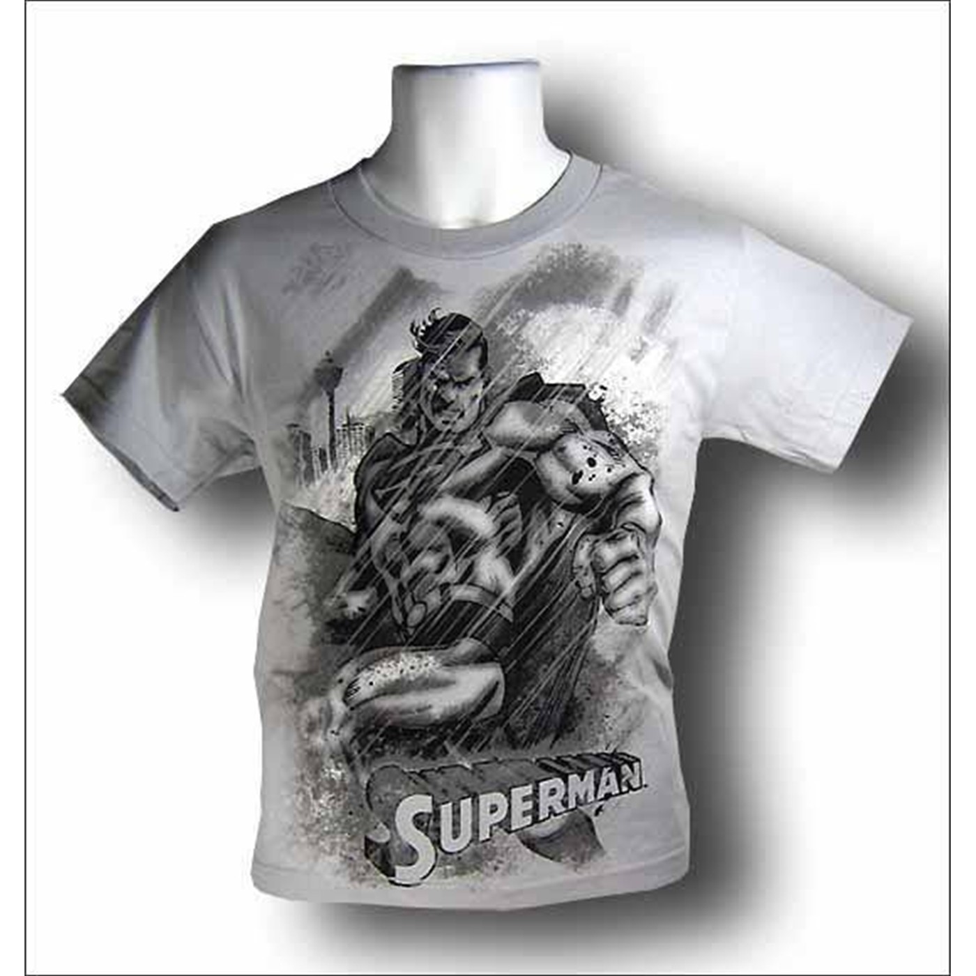 Superman Youth Silver Rain T-Shirt, White