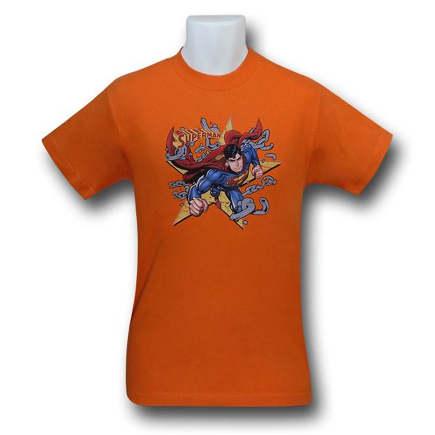 Superman Star and Chains Youth T-Shirt, Orange
