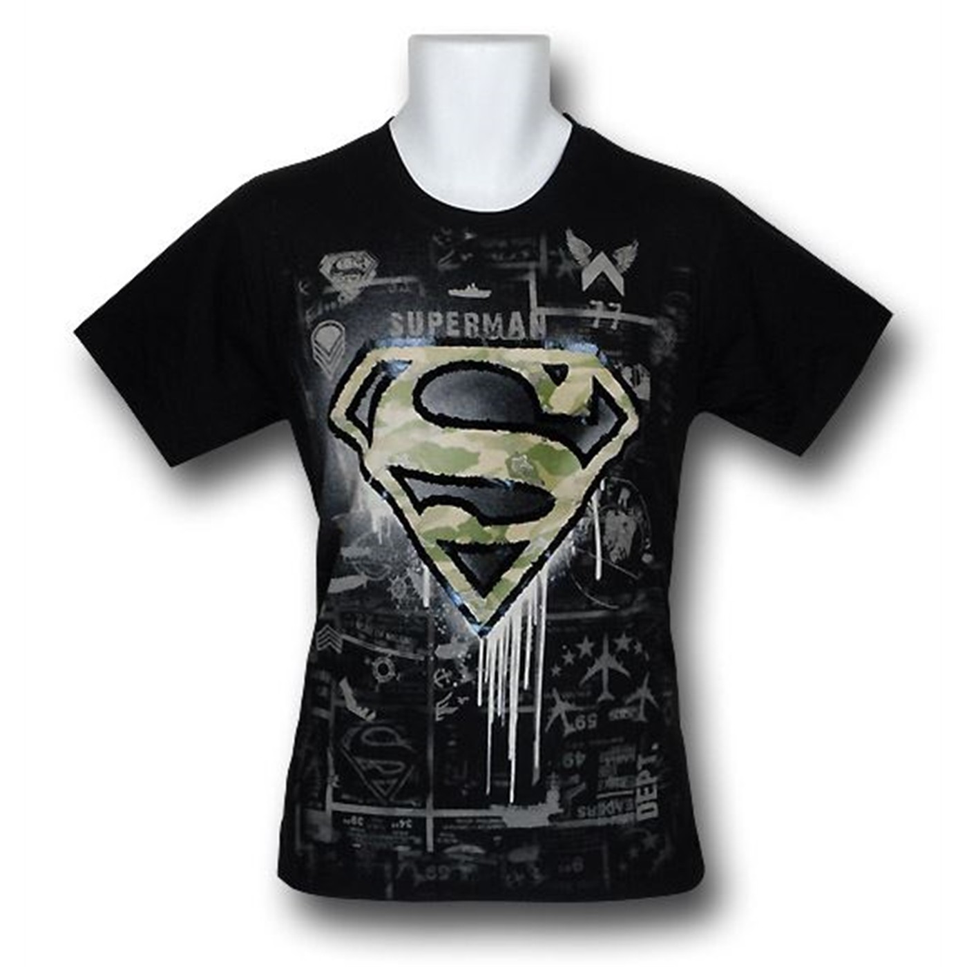 Superman Youth War Map 30 Single T-Shirt, Black