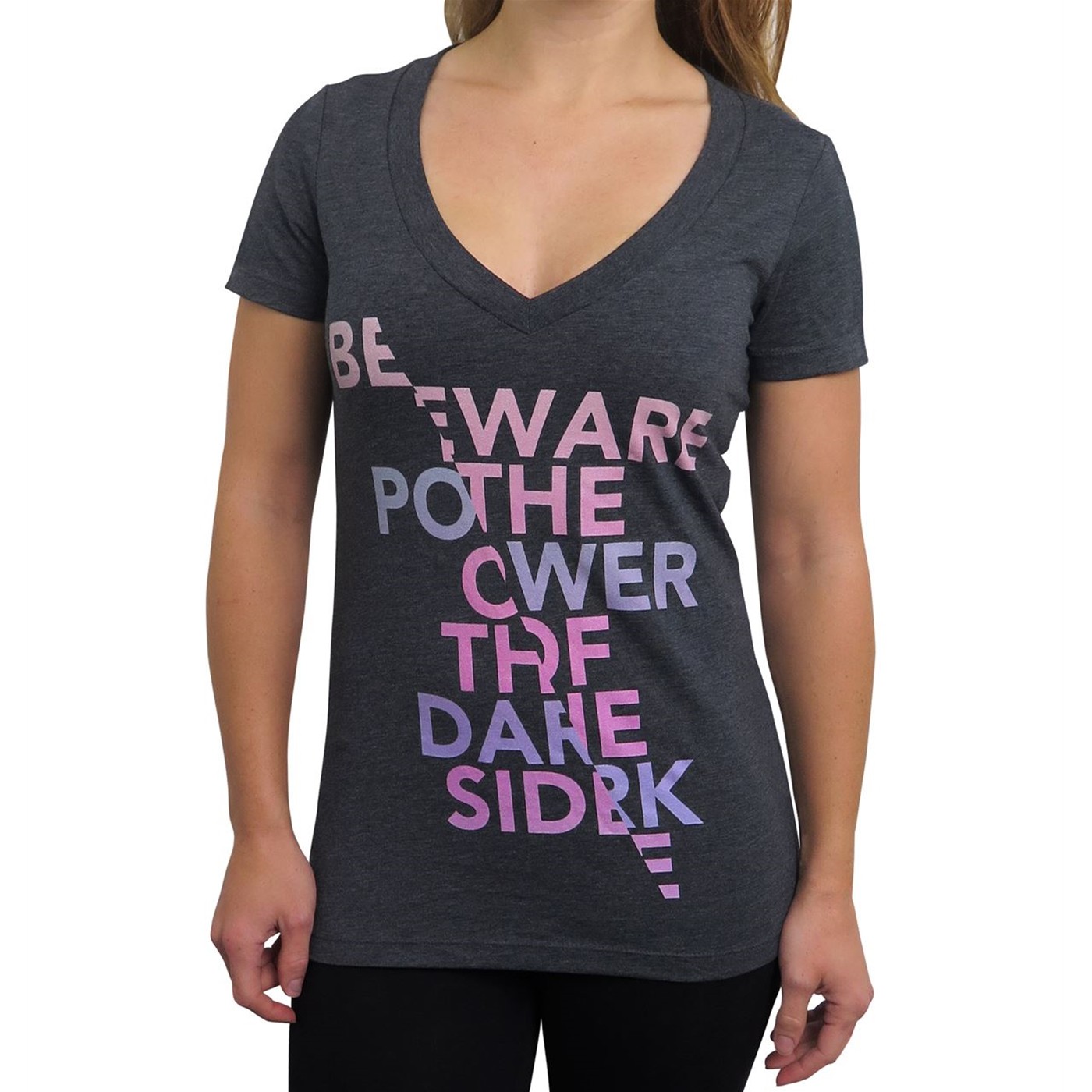 Star Wars Beware the Power Women's V-Neck T-Shirt, Grey