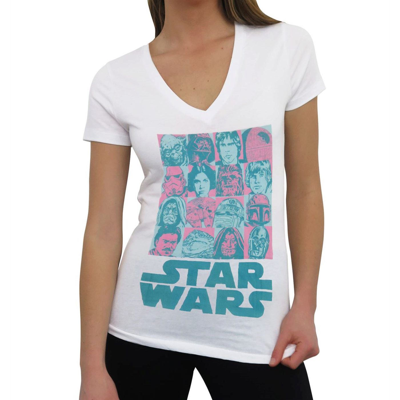 Star Wars Character Boxes Women's V-Neck T-Shirt, White