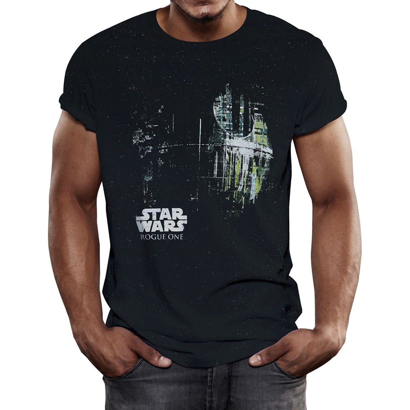 Star Wars Dripping Death Star Men's T-Shirt, Black