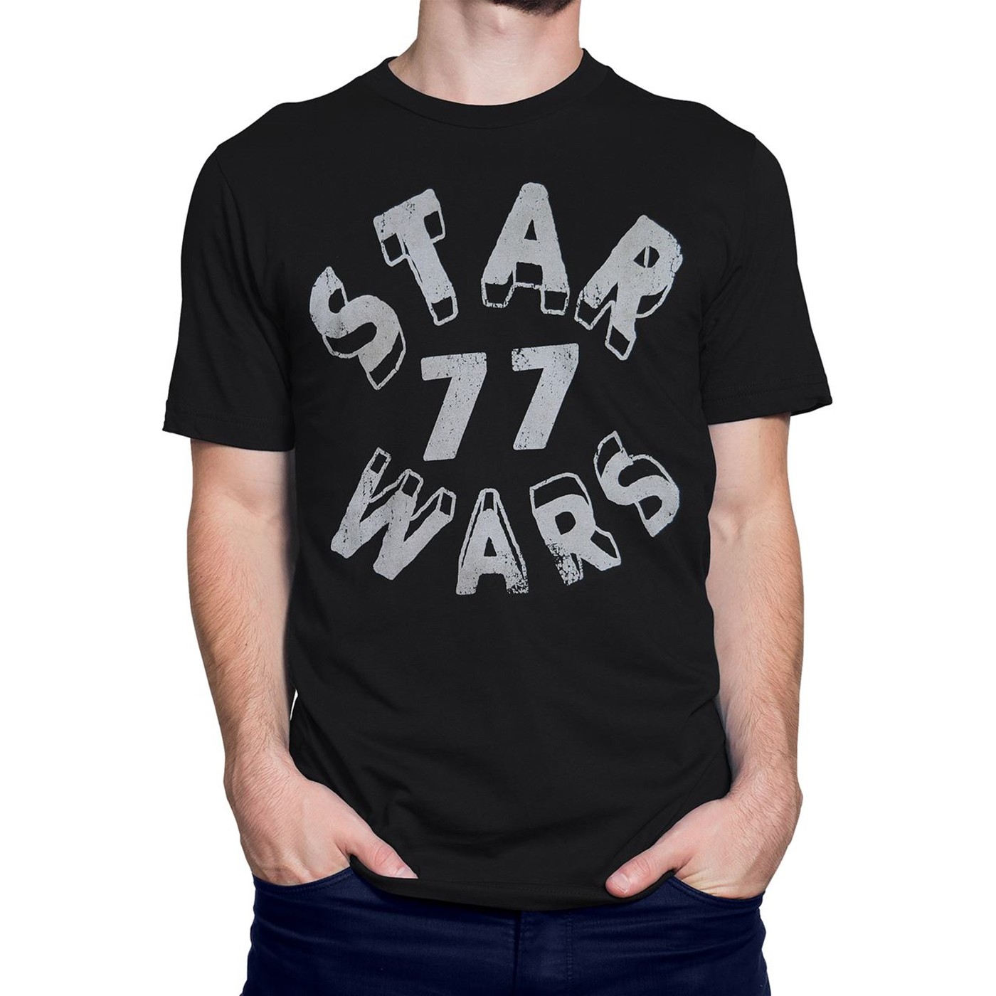 Star Wars Distressed 77 Men's T-Shirt, Black