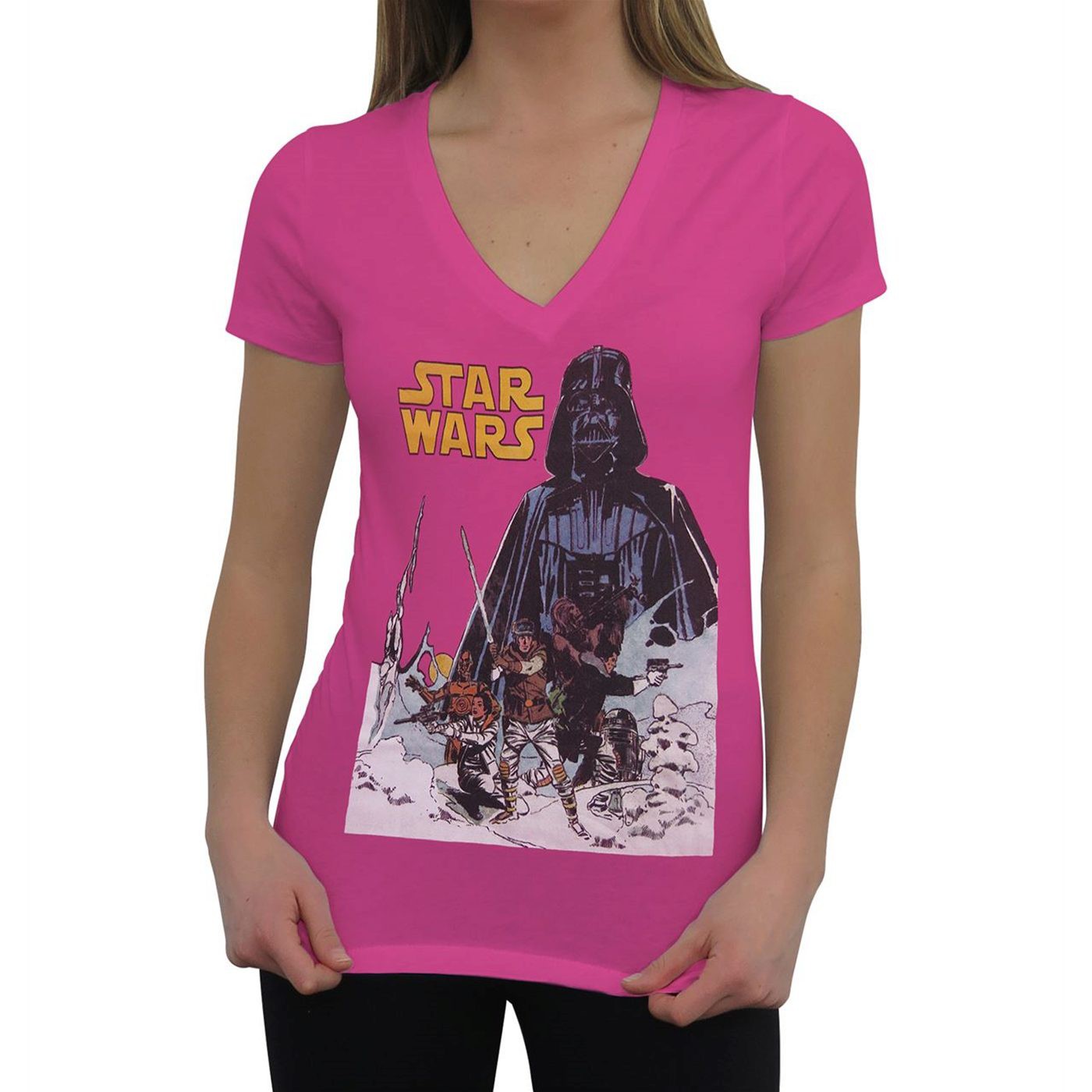 Star Wars Hoth Women's Pink V-Neck T-Shirt, Pink