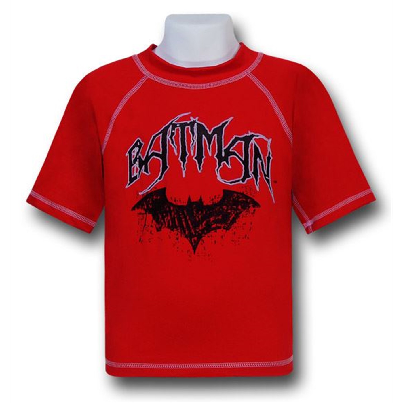 Batman Rash Guard Kids Swim Shirt, Red