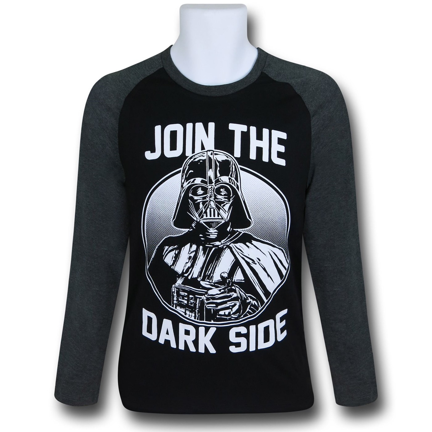 Star Wars Join The Dark Side Baseball T-Shirt, Grey