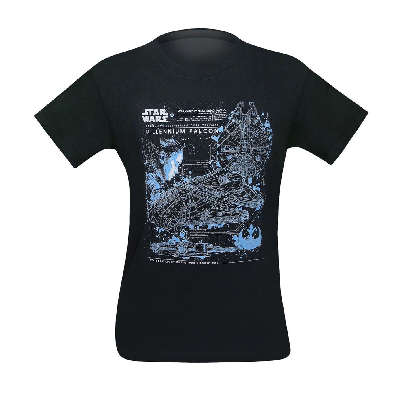 Star Wars Millennium Falcon Blueprints Men's T-Shirt, Black