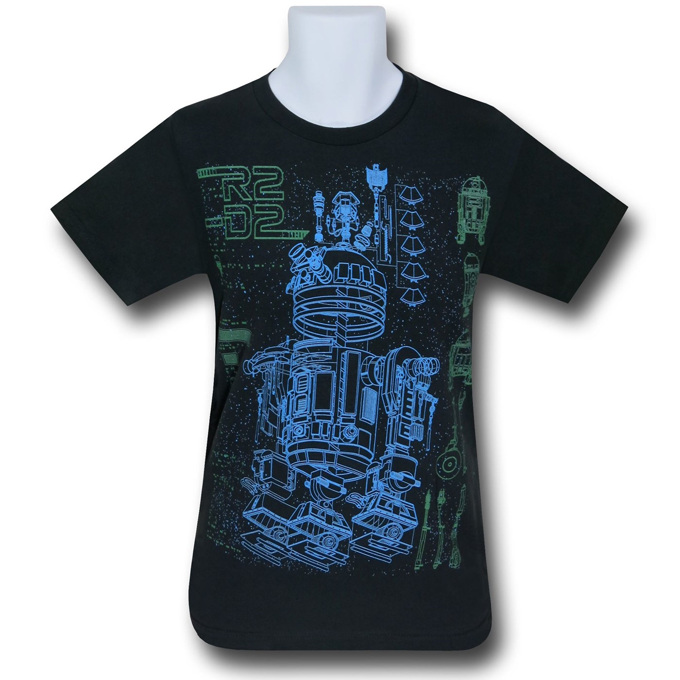 Star Wars R2D2 Schematics T-Shirt, Black