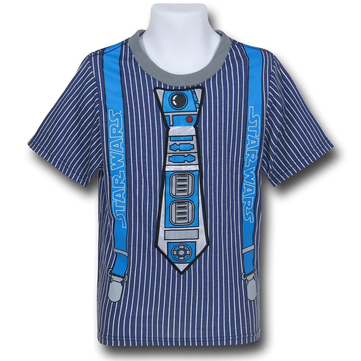 R2-D2 Tie & Suspenders Kids Cut & Sew T-Shirt, Blue