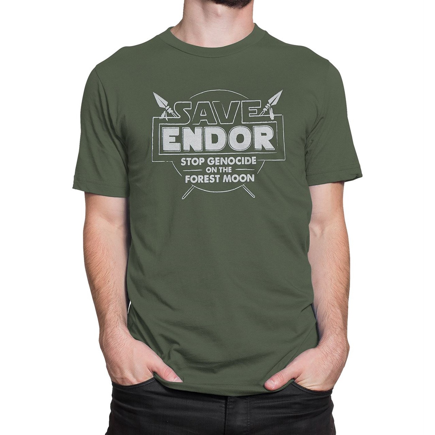 Save Endor Stop the Genocide Men's T-Shirt, Green