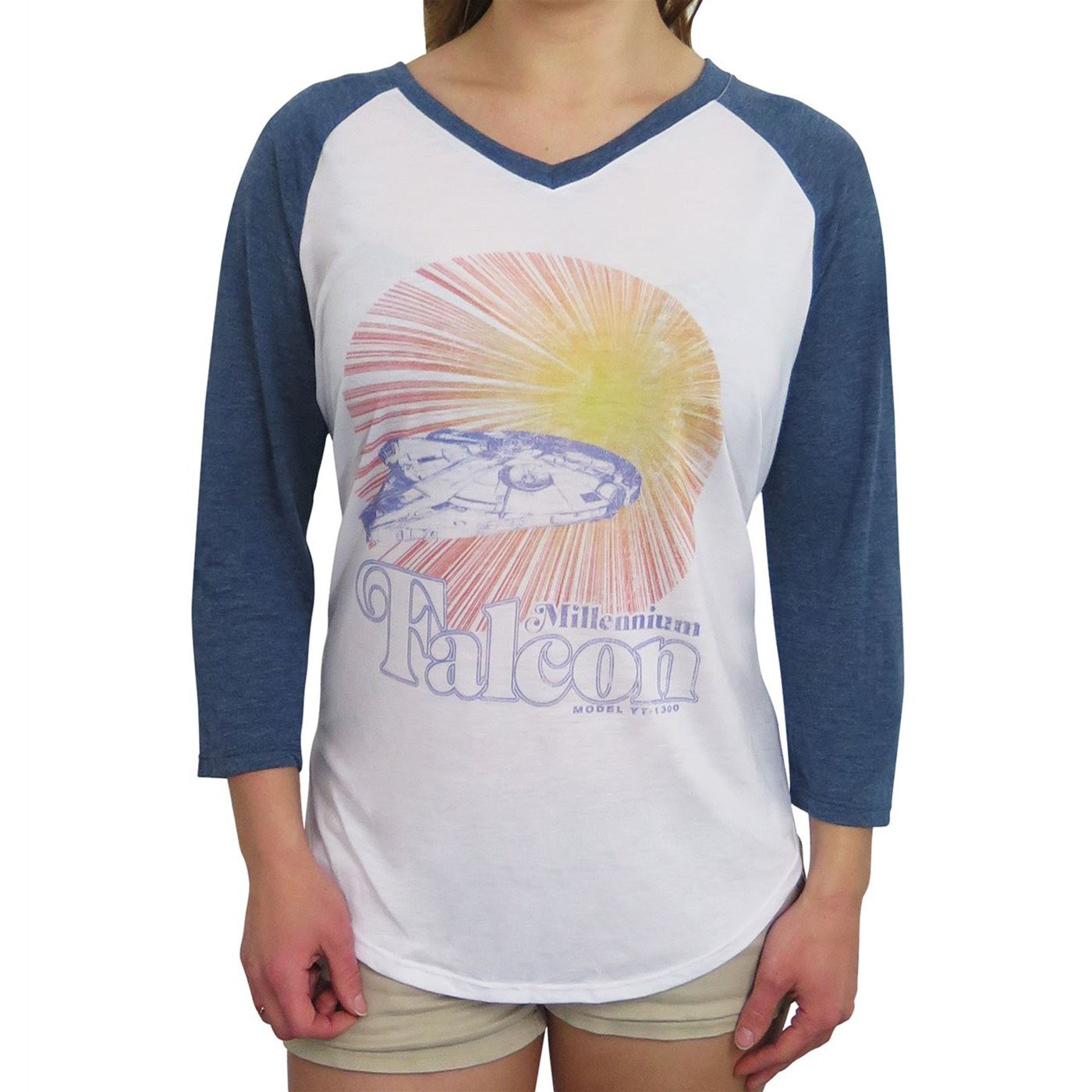 Star Wars Solo The Falcon Women's Baseball T-Shirt, White