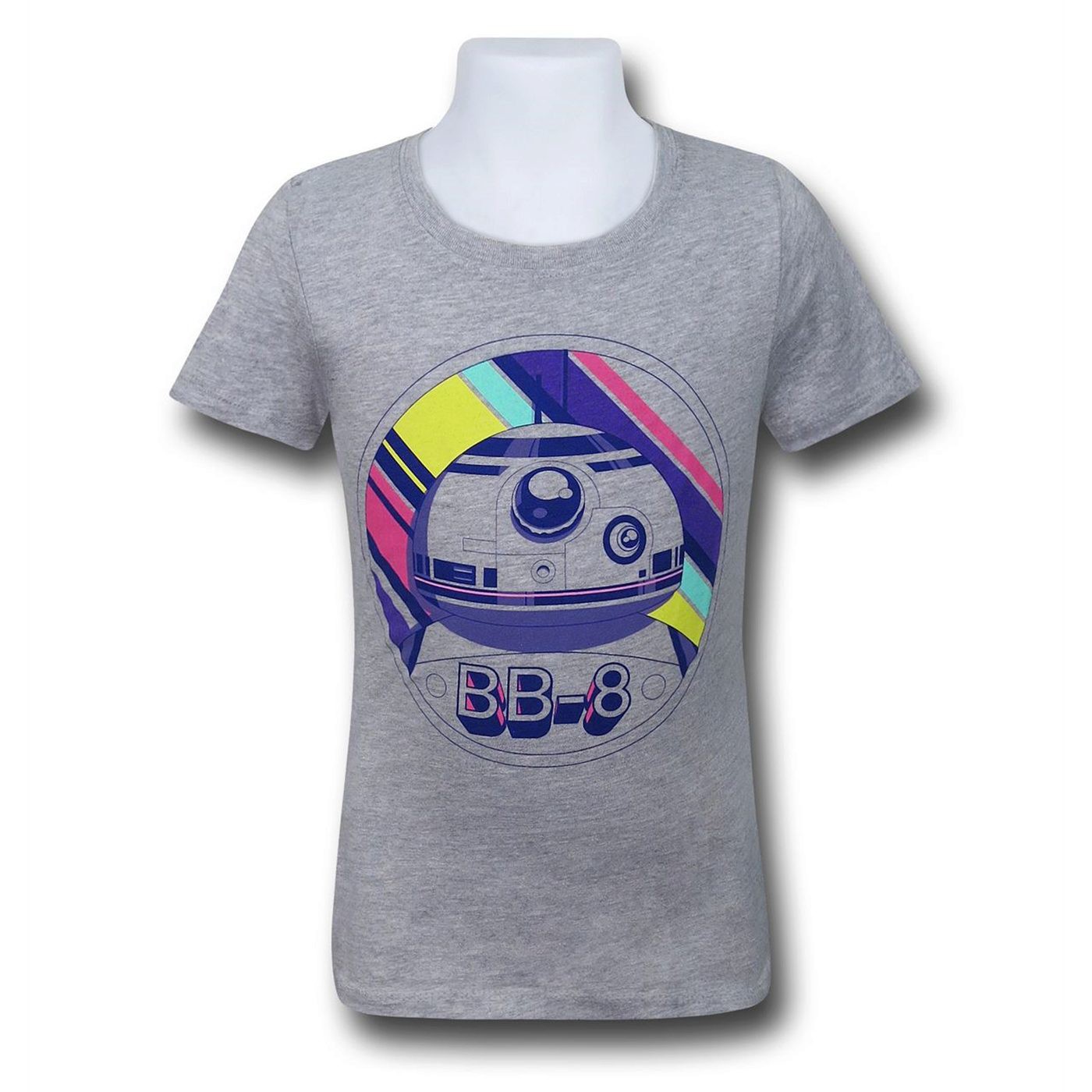 Star Wars Force Awakens BB8 Circle Girls T-Shirt, Grey