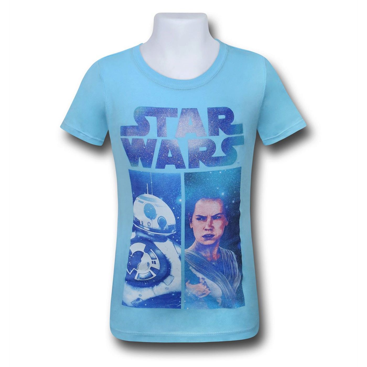 Star Wars Force Awakens Rey BB8 Girls T-Shirt, Blue