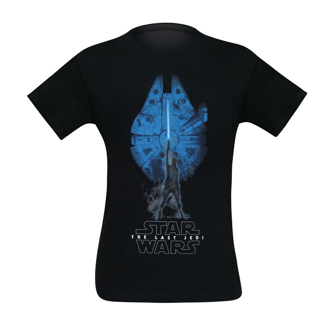 Star Wars Last Jedi Rey & The Falcon Men's T-Shirt, Black