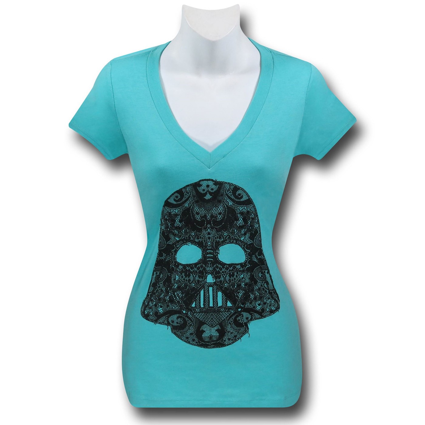 Star Wars Threadface Vader Women's V-Neck T-Shirt, Blue