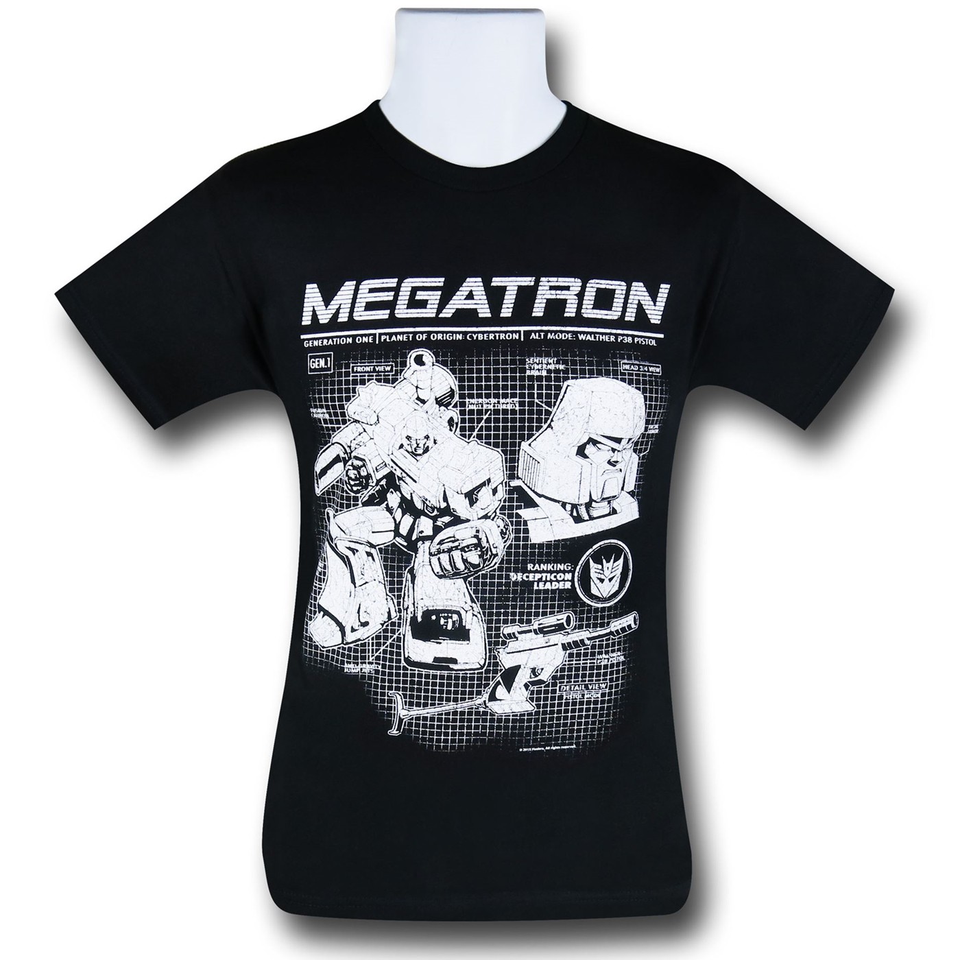 Transformers Megatron Diagram 30 Single T-Shirt, Black