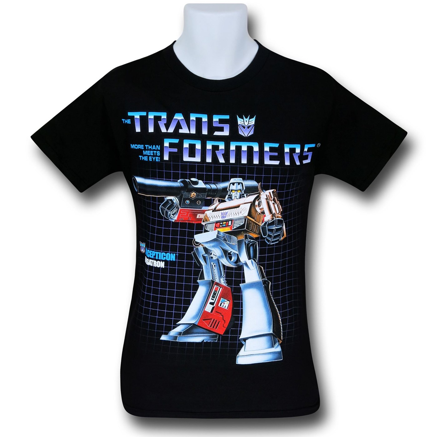 Transformers Megatron on Grid Black T-Shirt, Black