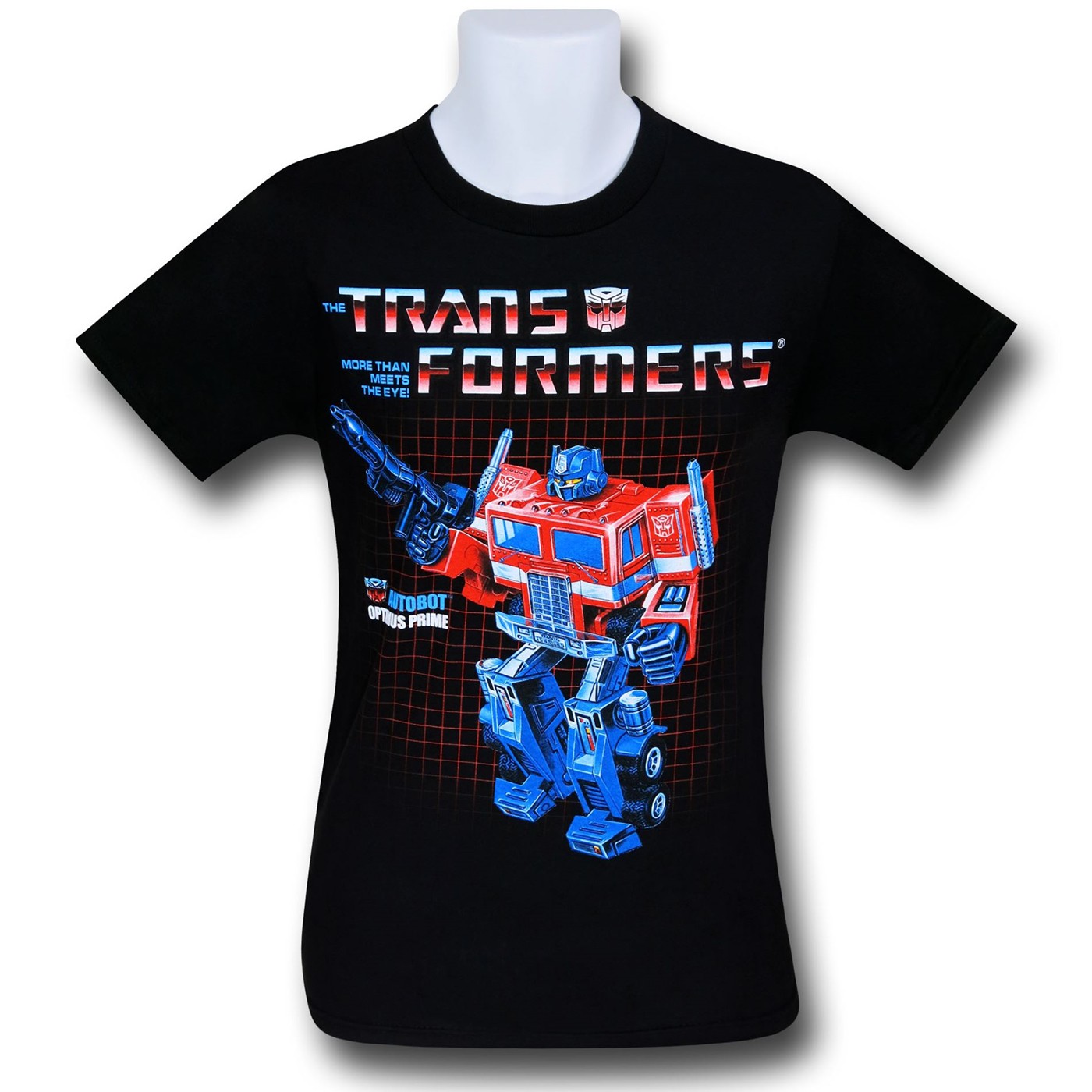 Transformers Optimus on Grid Black T-Shirt, Black