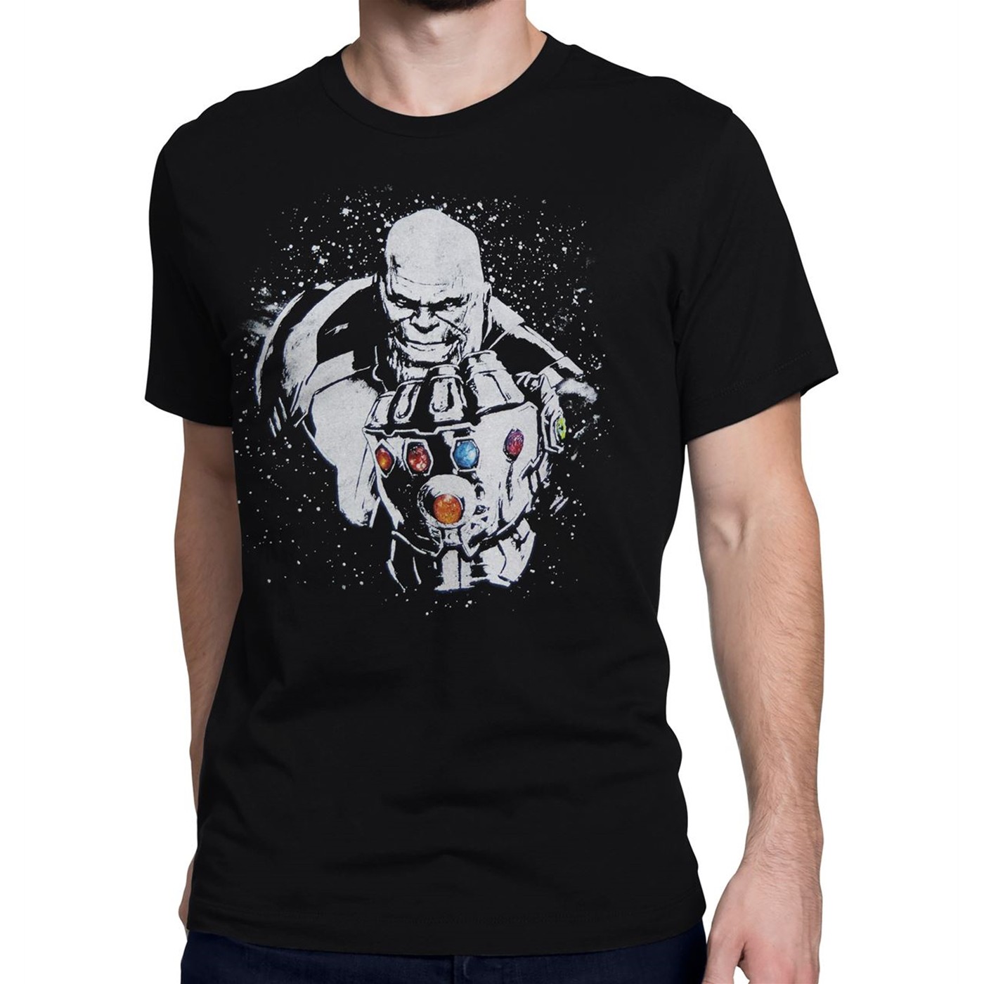 Avengers Infinity War Thanos Space Dye Men's T-Shirt, Black