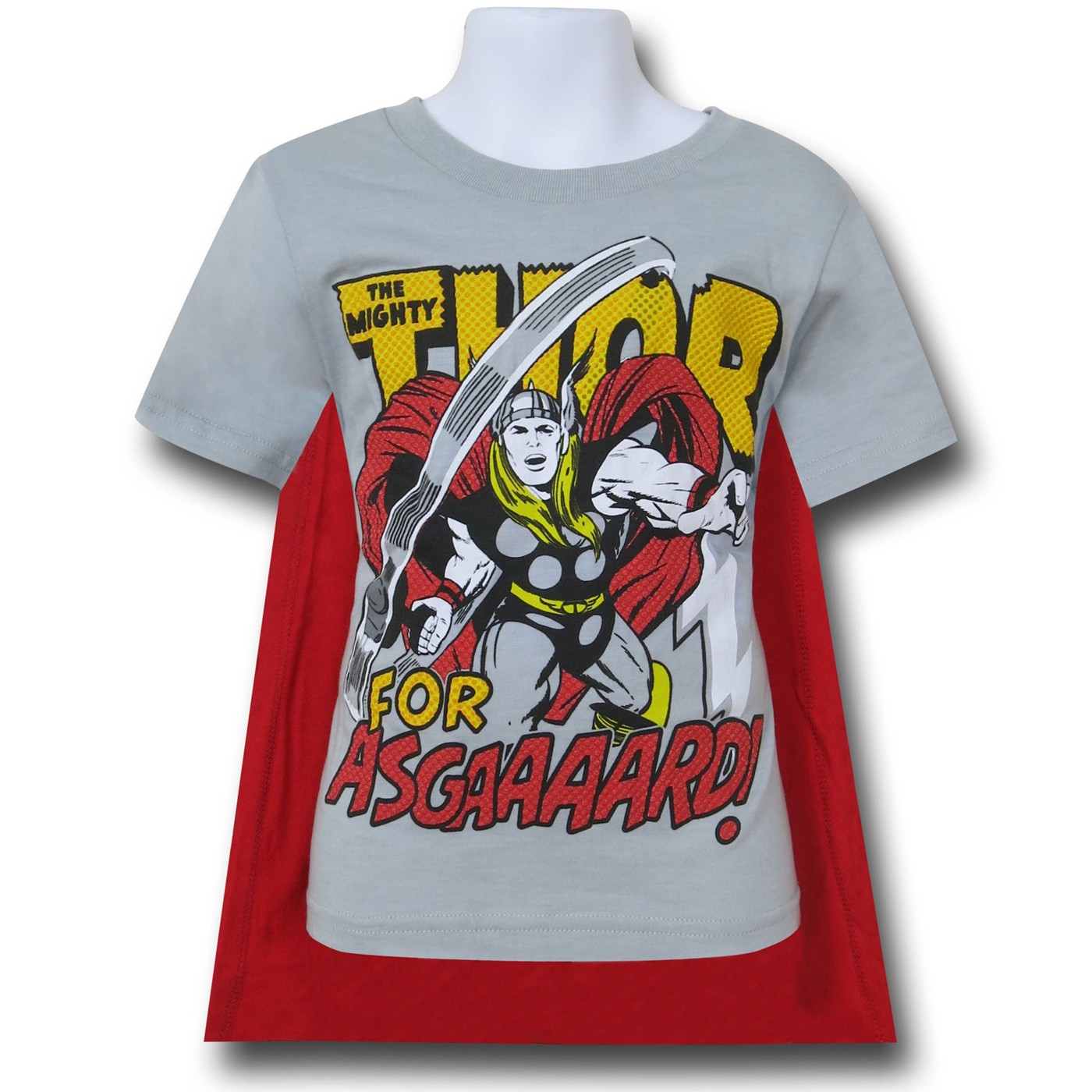 Thor For Asgaaard! Kids Caped T-Shirt, Grey