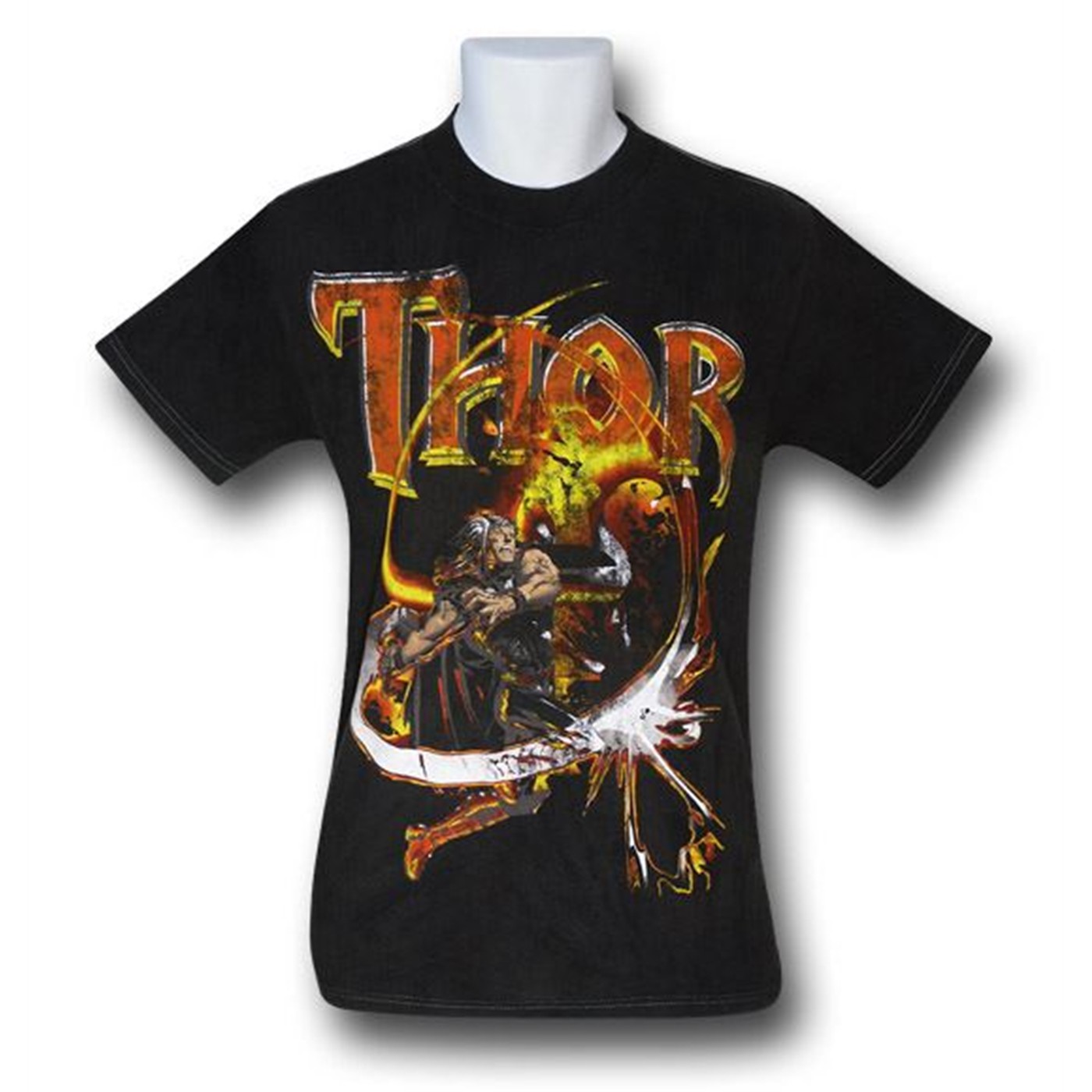 Thor Hammer Crack Black Wash T-Shirt, Black