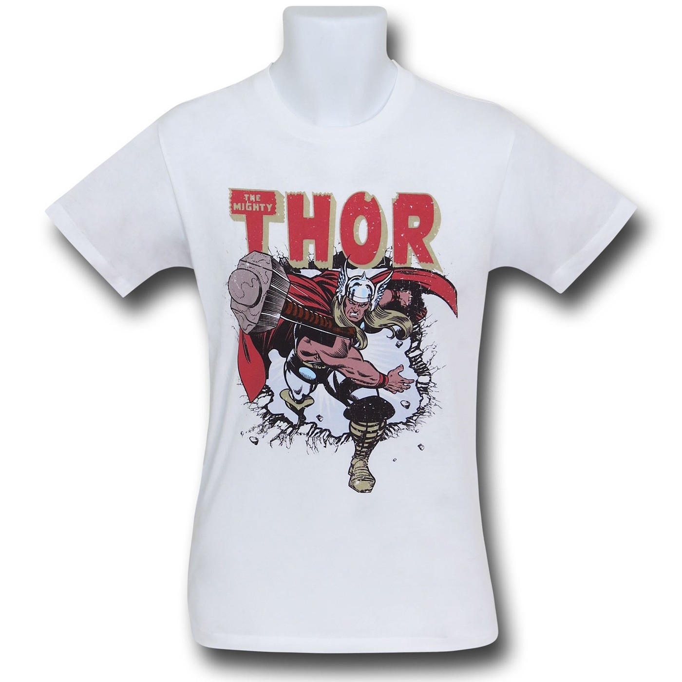Thor Hammer Throw on White T-Shirt, White