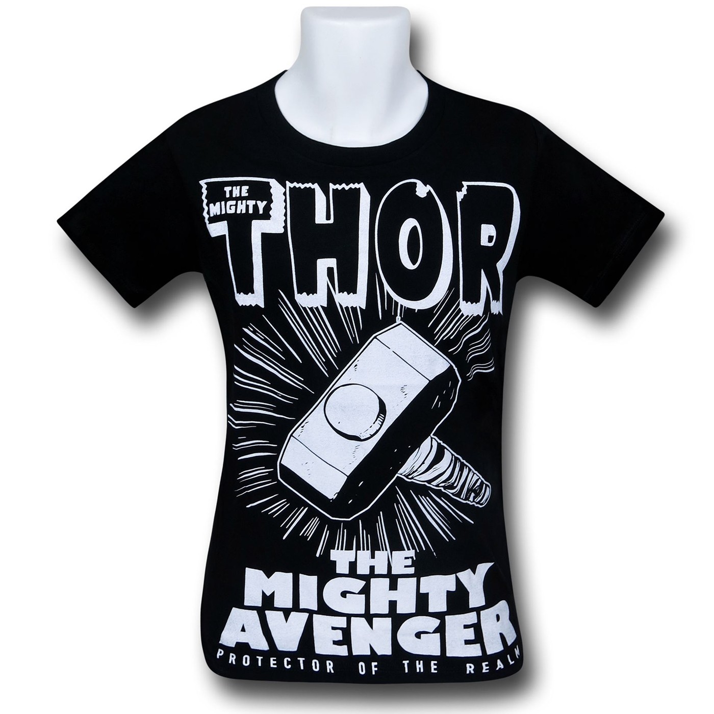Thor The Mighty Avenger Mjolnir Black T-Shirt, Black