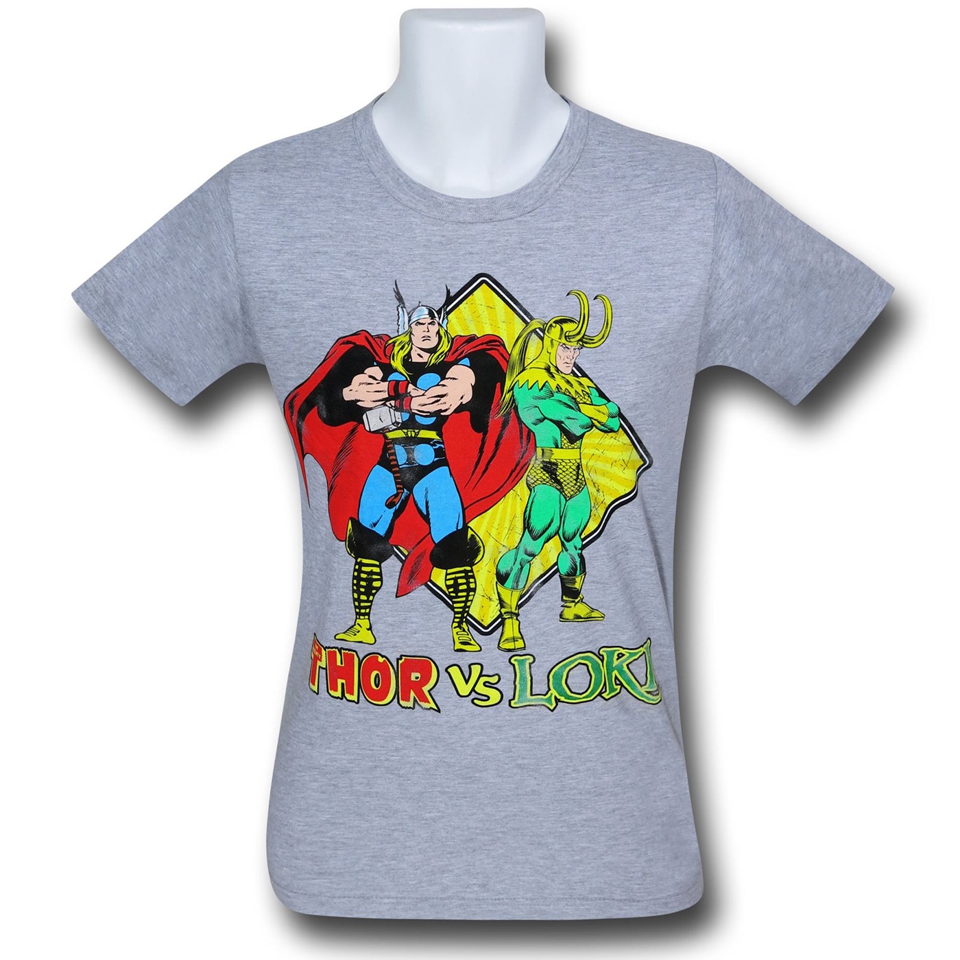 Thor Vs. Loki Retro Grey 30 Single T-Shirt, Grey